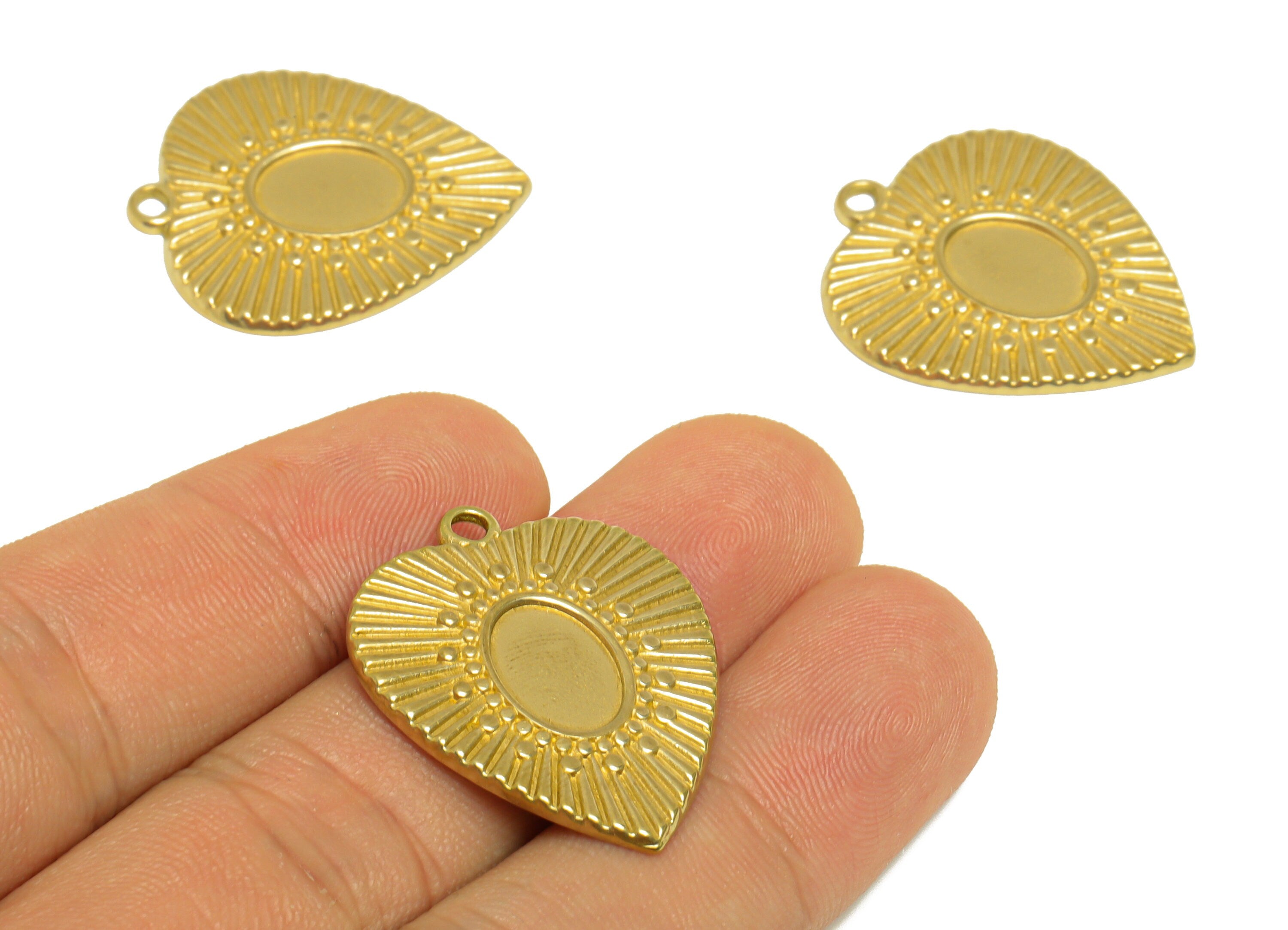 Brass Heart Earring Pendant - Raw Brass Antique Vintage Charm - Brass Heart Pendant For Diamond - For Necklace - 29.3x25x1.9mm - PP10189 - DOMEDBAZAAR