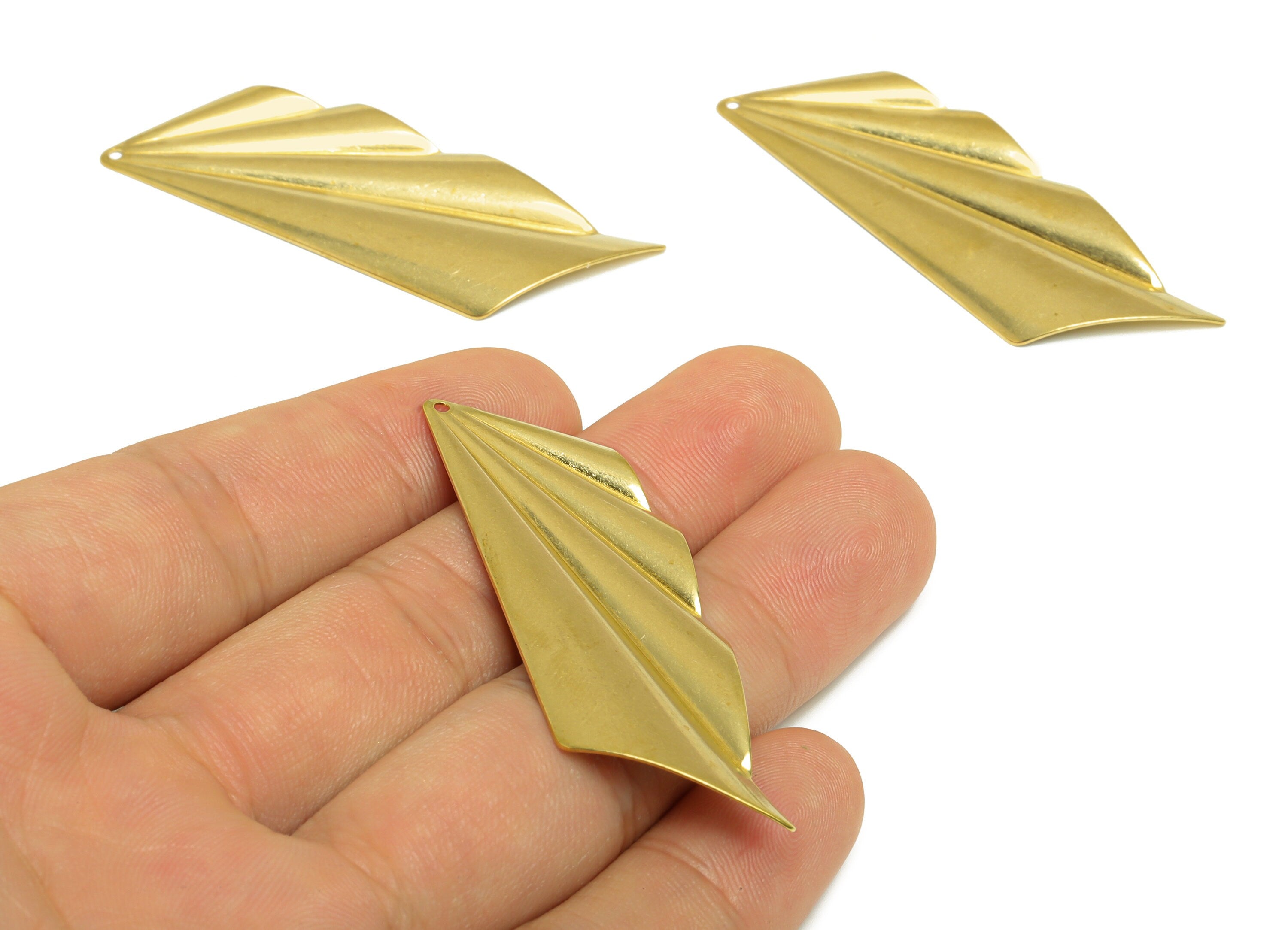 Brass Wavy Earring Charm - Raw Brass Irregular Earring Charm - Brass Abstract Earring Charm - Earring Finding - 58.1x19.3x2.14mm - PP10271 - DOMEDBAZAAR