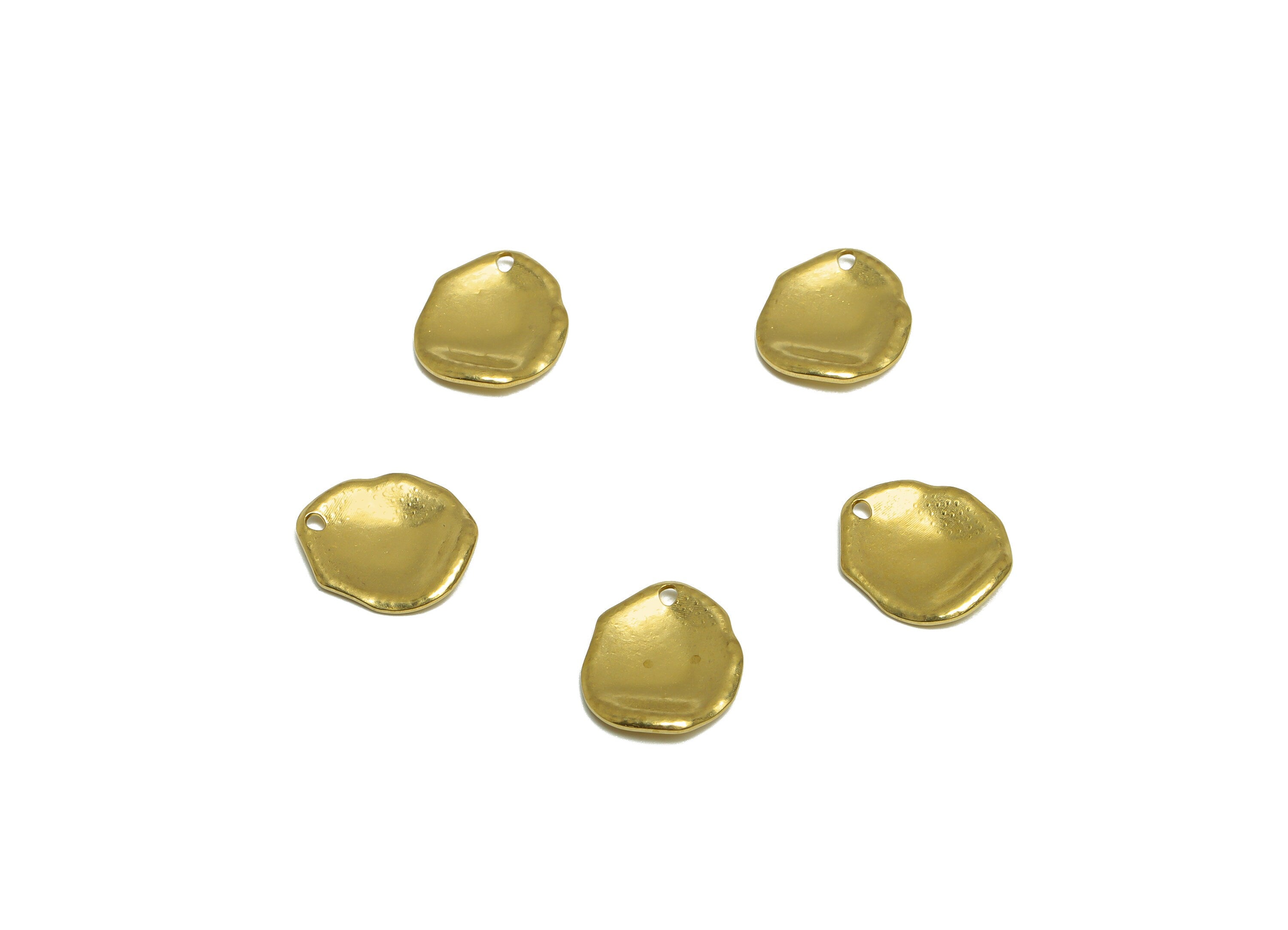 Brass Teardrop Earring Charm - Raw Brass Depression Teardrop Earring Charm - Irregular Earring Charm - Earring Finding - 13x11x1mm- PP10280 - DOMEDBAZAAR