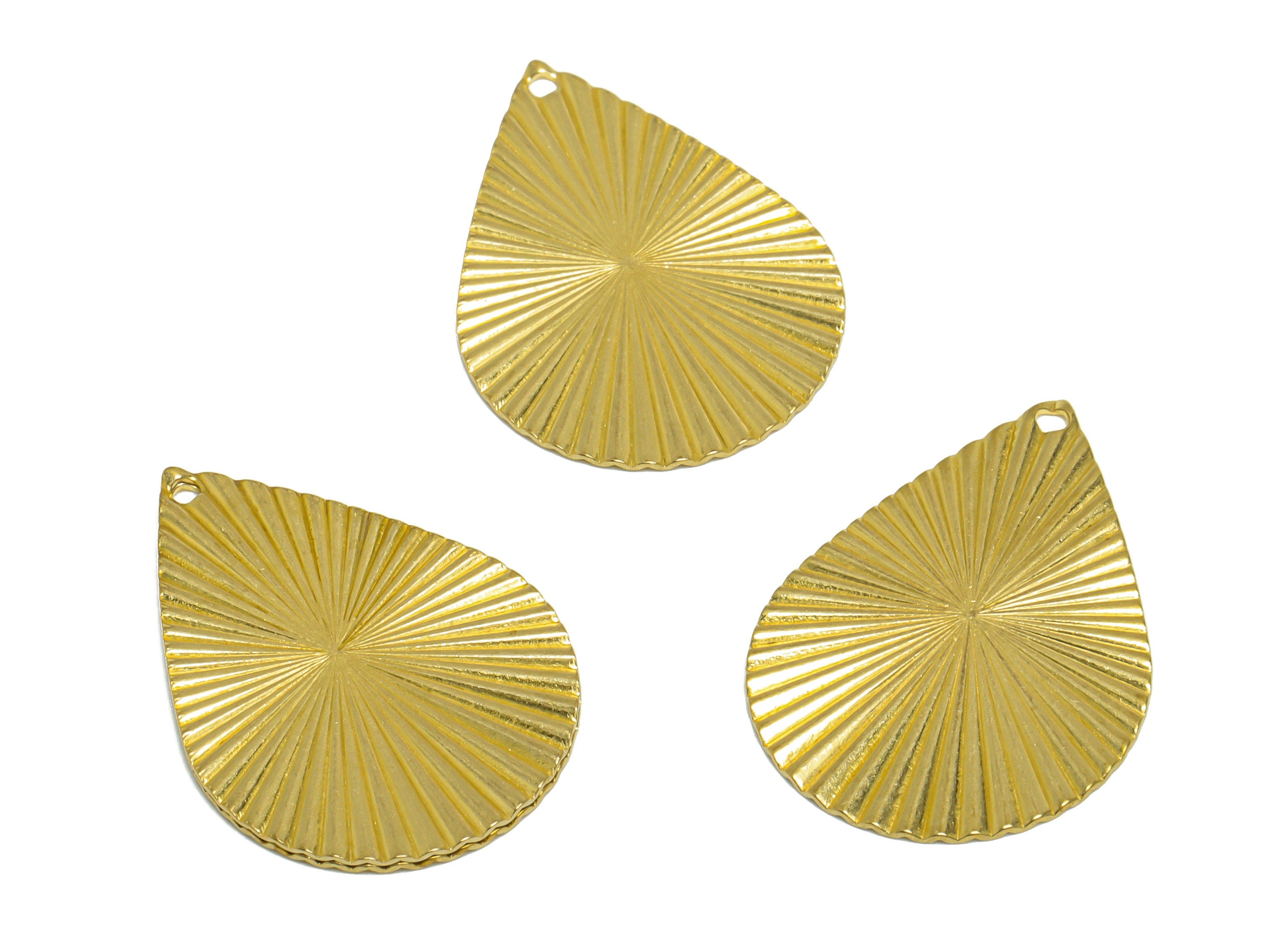 Brass Textured Drop Earring Charm - Raw Brass Teardrop Earring Charm - Brass Fold Earring Charm - For Pendant - 28x20x0.8mm - PP10262 - DOMEDBAZAAR