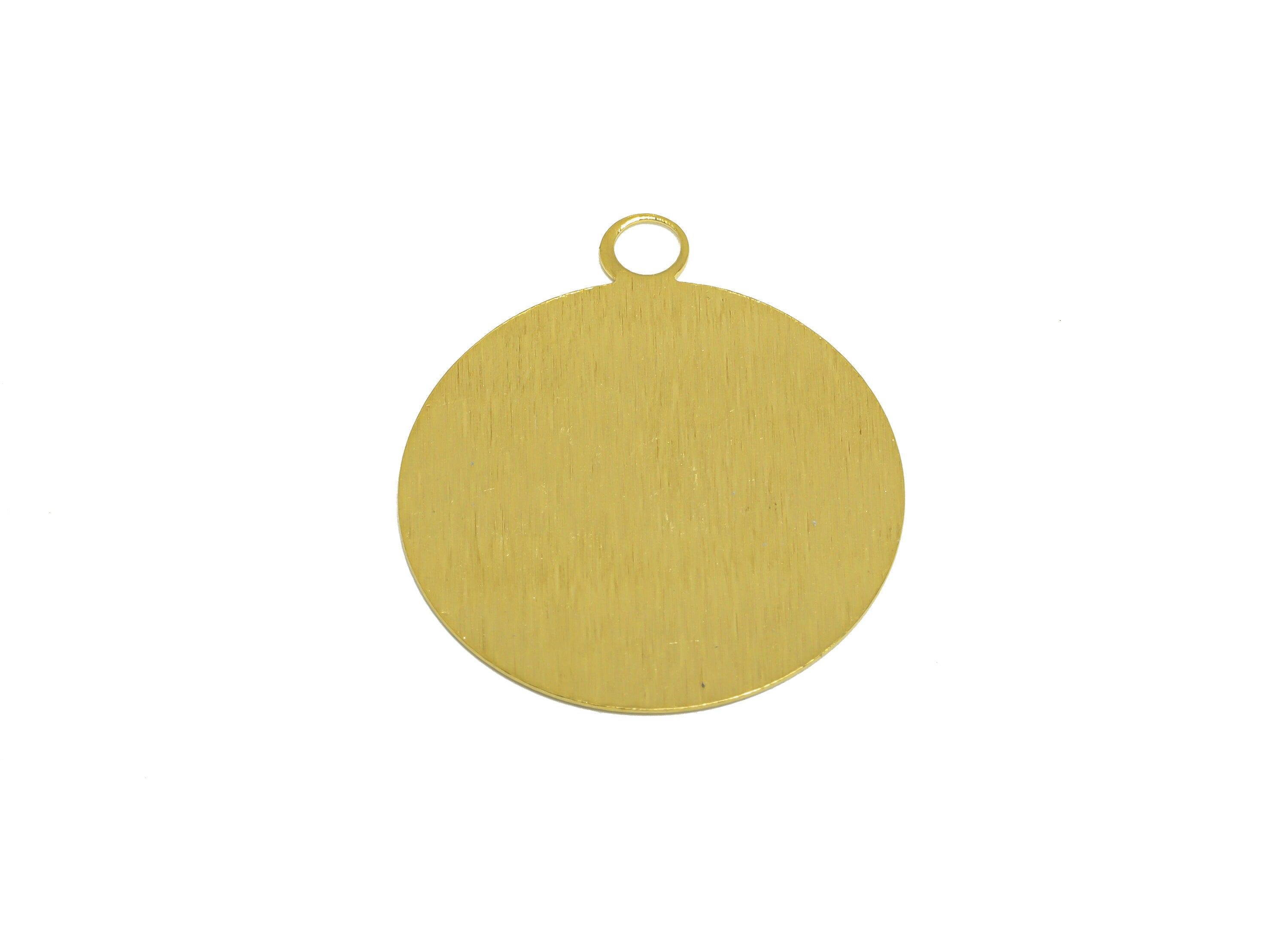 Brass Textured Round Earring Charm - Raw Brass Circle Earring Charm - Brass Geometry Pendant - Earring Finding - 35.1x30x0.53mm - PP10255 - DOMEDBAZAAR