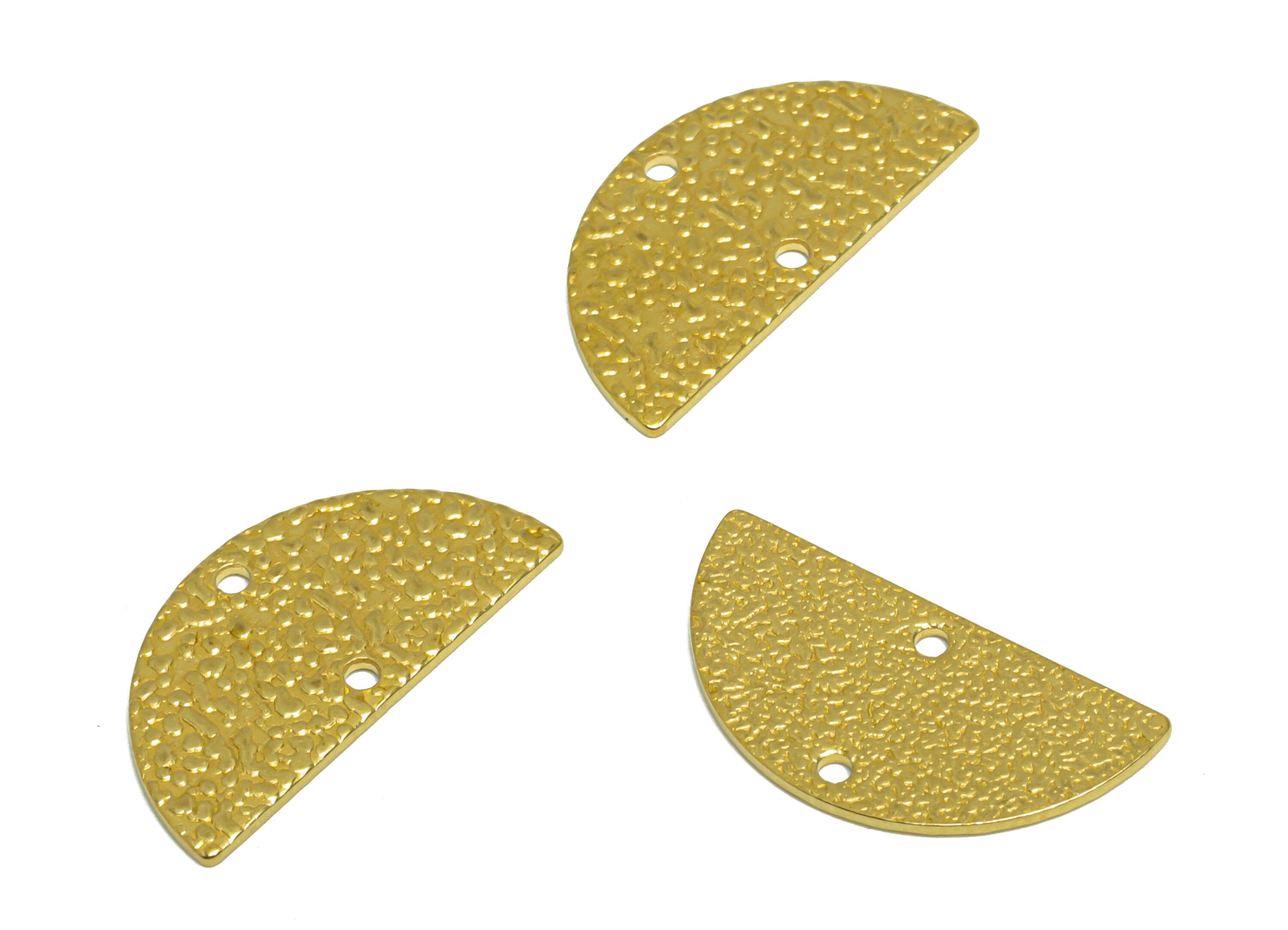 Brass Half Moon Earring Connector - Raw Brass Semi Circle Earring Charm - Textured Earring Charm - Earring Finding - 21x11x0.84mm - PP10198 - DOMEDBAZAAR