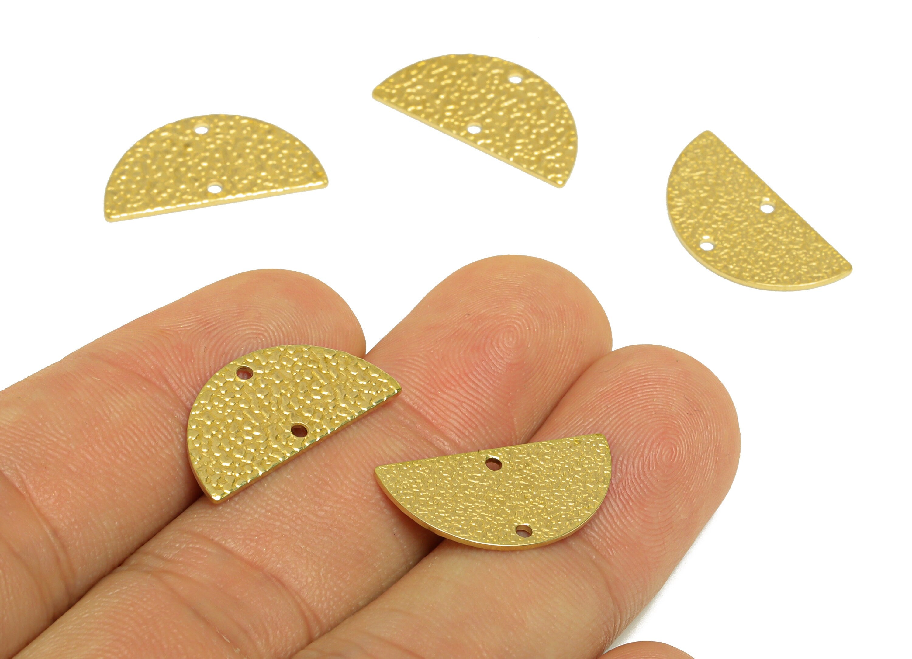 Brass Half Moon Earring Connector - Raw Brass Semi Circle Earring Charm - Textured Earring Charm - Earring Finding - 21x11x0.84mm - PP10198 - DOMEDBAZAAR