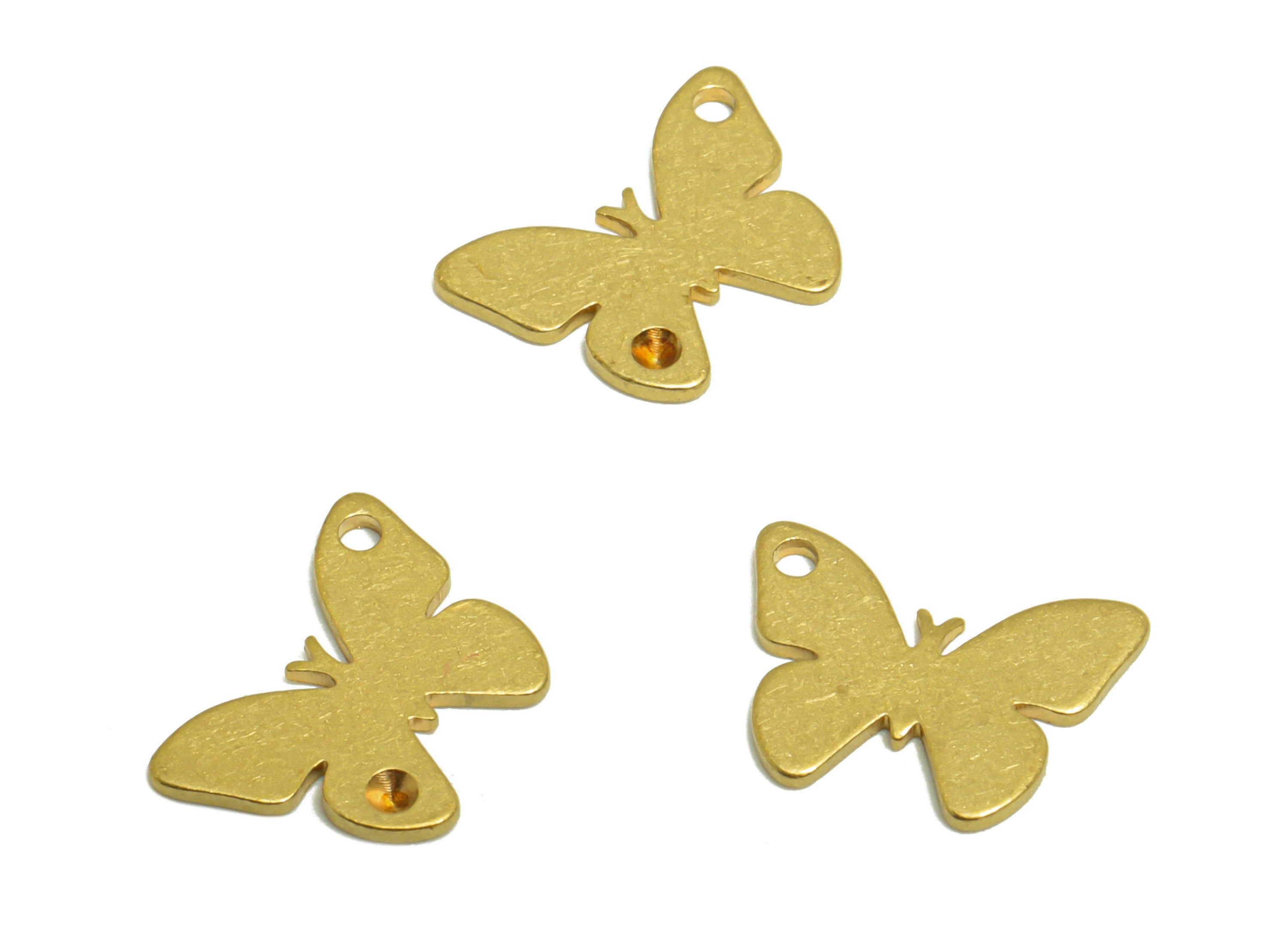 Brass Butterfly Earring Charm - Raw Brass Butterfly Earring Charms - Brass Inset Charm For Diamond - Earring Finding - 12x8x0.8mm - PP10267 - DOMEDBAZAAR