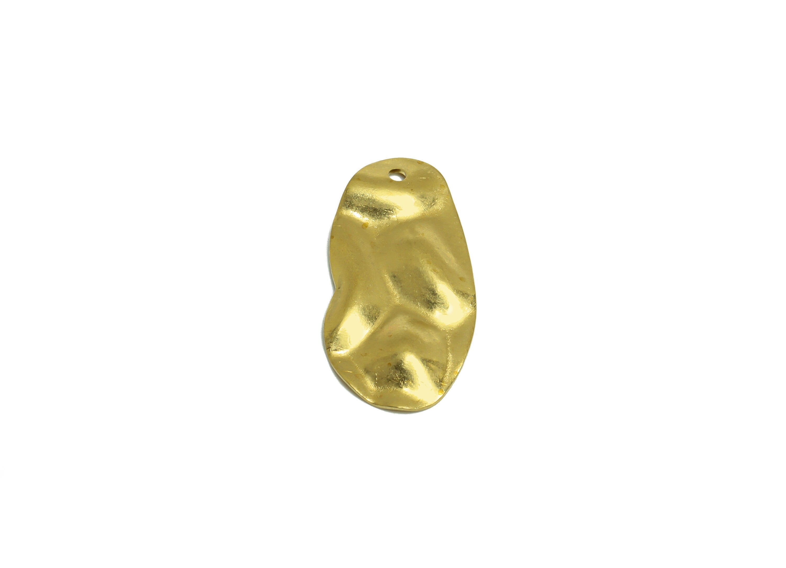 Brass Wavy Oval Earring Charm - Raw Brass Bean Earring Charms - Hammered Geometry Earring Charm - Earring Finding - 24x12x1mm - PP10226 - DOMEDBAZAAR