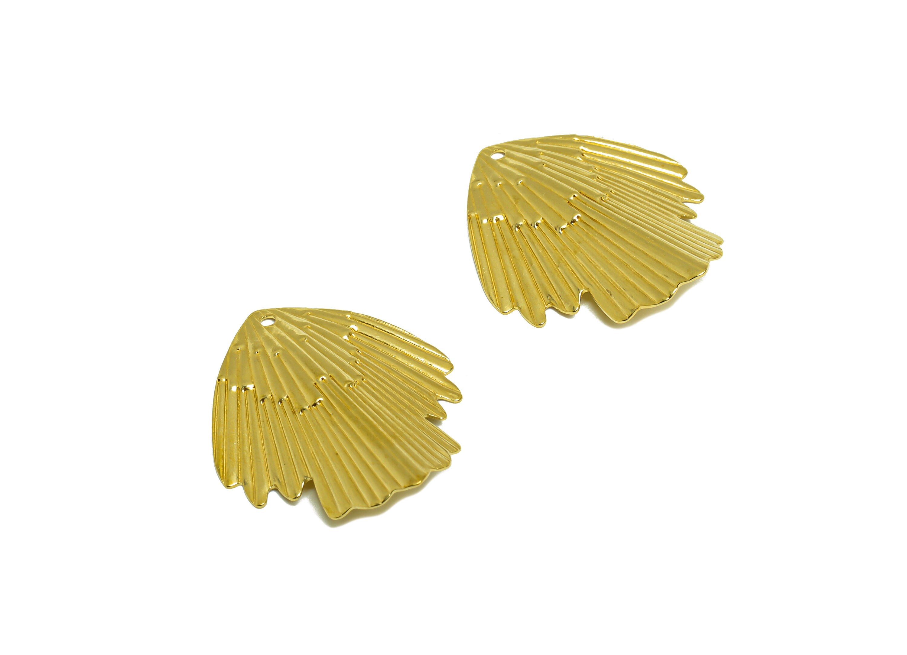 Brass Fish Tail Earring Charm - Raw Brass Bent Fish Tail Earring Charm - Textured Bent Earring Charm - Earring Finding - 32x25x4mm - PP10254 - DOMEDBAZAAR