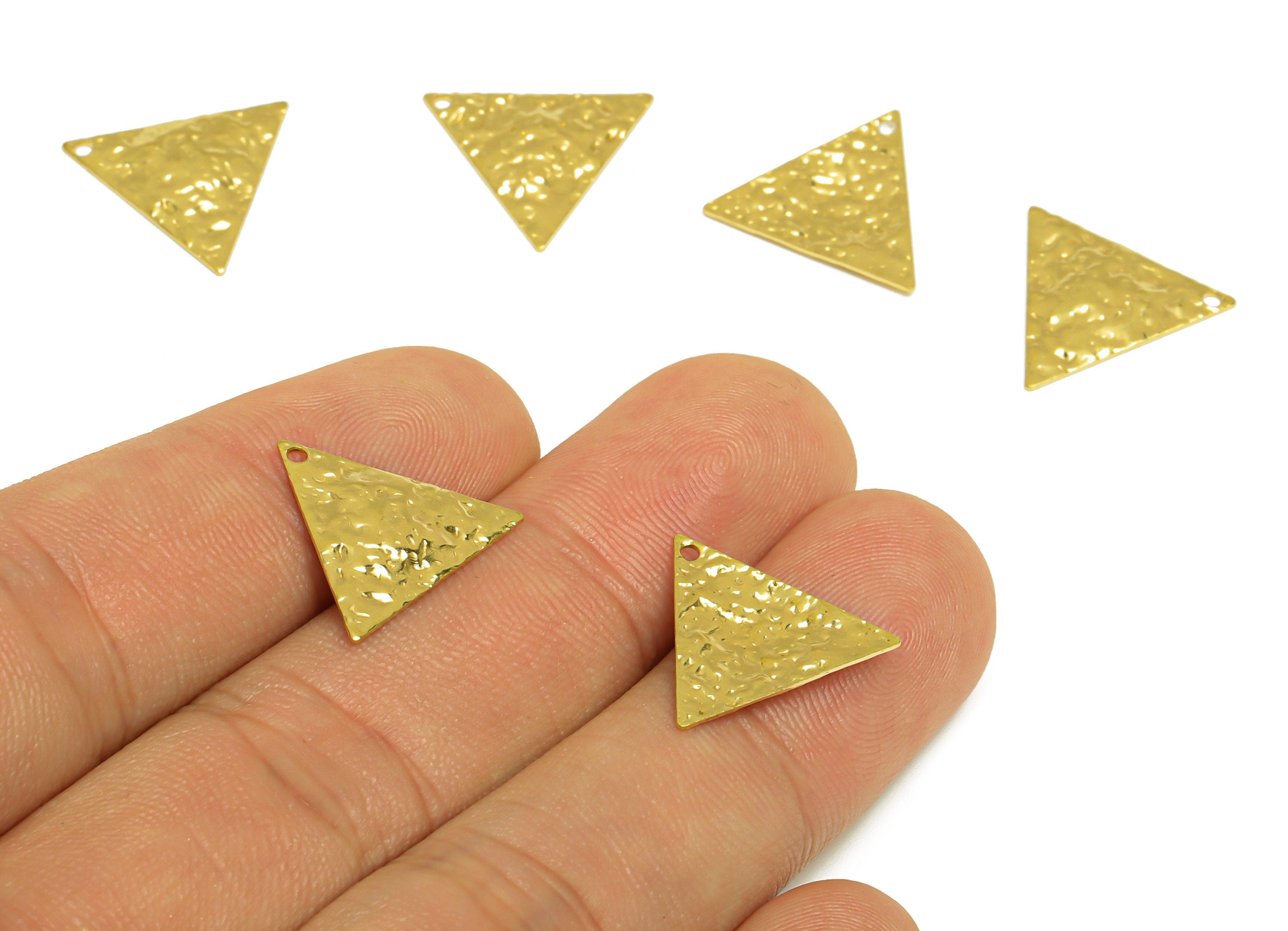Brass Triangle Earring Charm - Raw Brass Hammered Triangle Earring Charm - Geometry Earring Charm - Earring Finding - 17x14.8x1mm - PP10278 - DOMEDBAZAAR