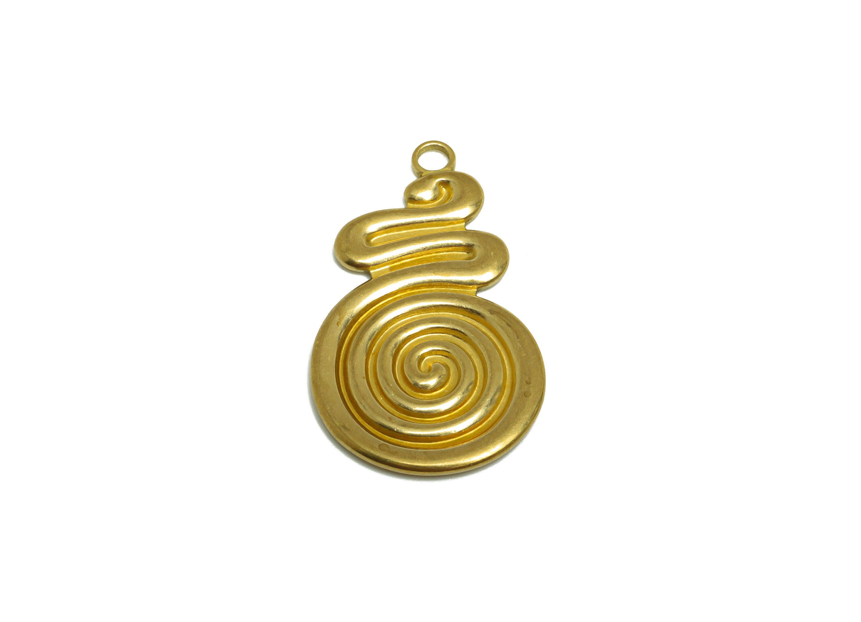 Brass Candy Earring Charm - Raw Brass Textured Snail Earring Charm - Brass Candy Earring Pendant - Earring Finding - 31.2x18.6x1mm - PP10160 - DOMEDBAZAAR