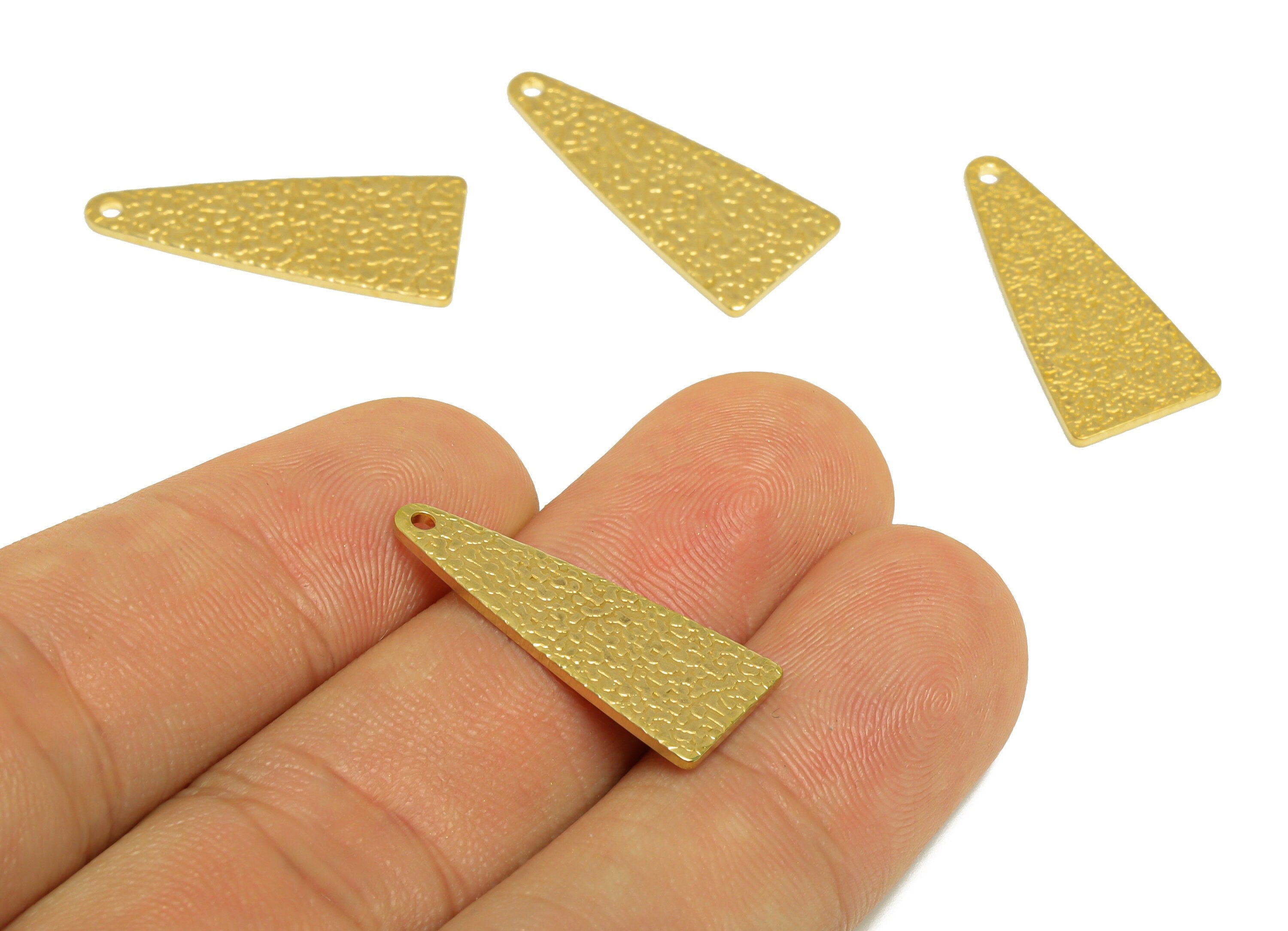 Brass Triangle Earring Charm - Raw Brass Textured Triangle Earring Charm - Geometry Earring Charm - Earring Finding - 25x11x1.02mm - PP10301 - DOMEDBAZAAR