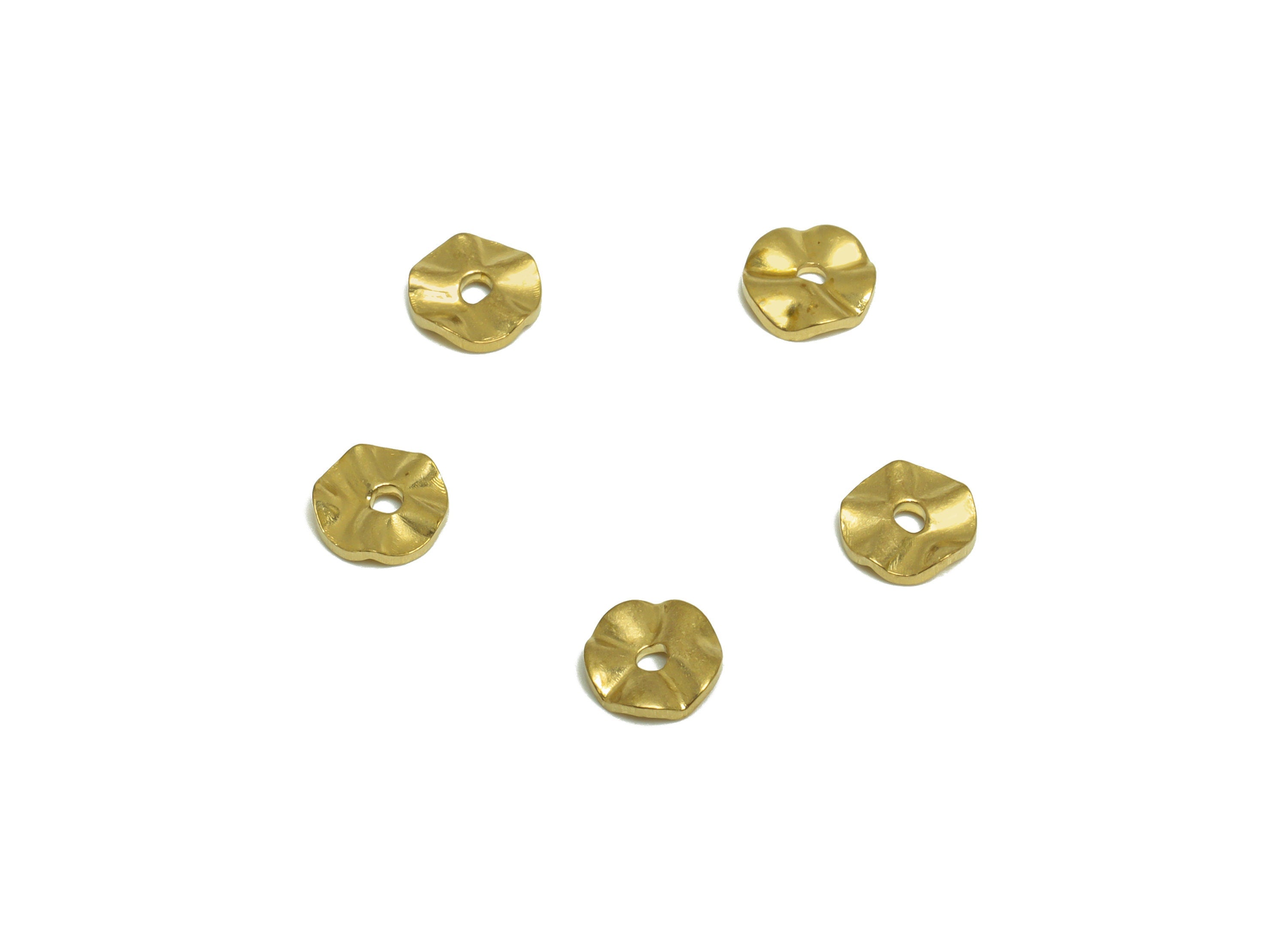 Brass Flower Space Beads - Raw Brass Wavy Round Earring Charm - Brass Circle Earring Charm - Earring Finding - 6.04x6x1.2mm - PP10206 - DOMEDBAZAAR