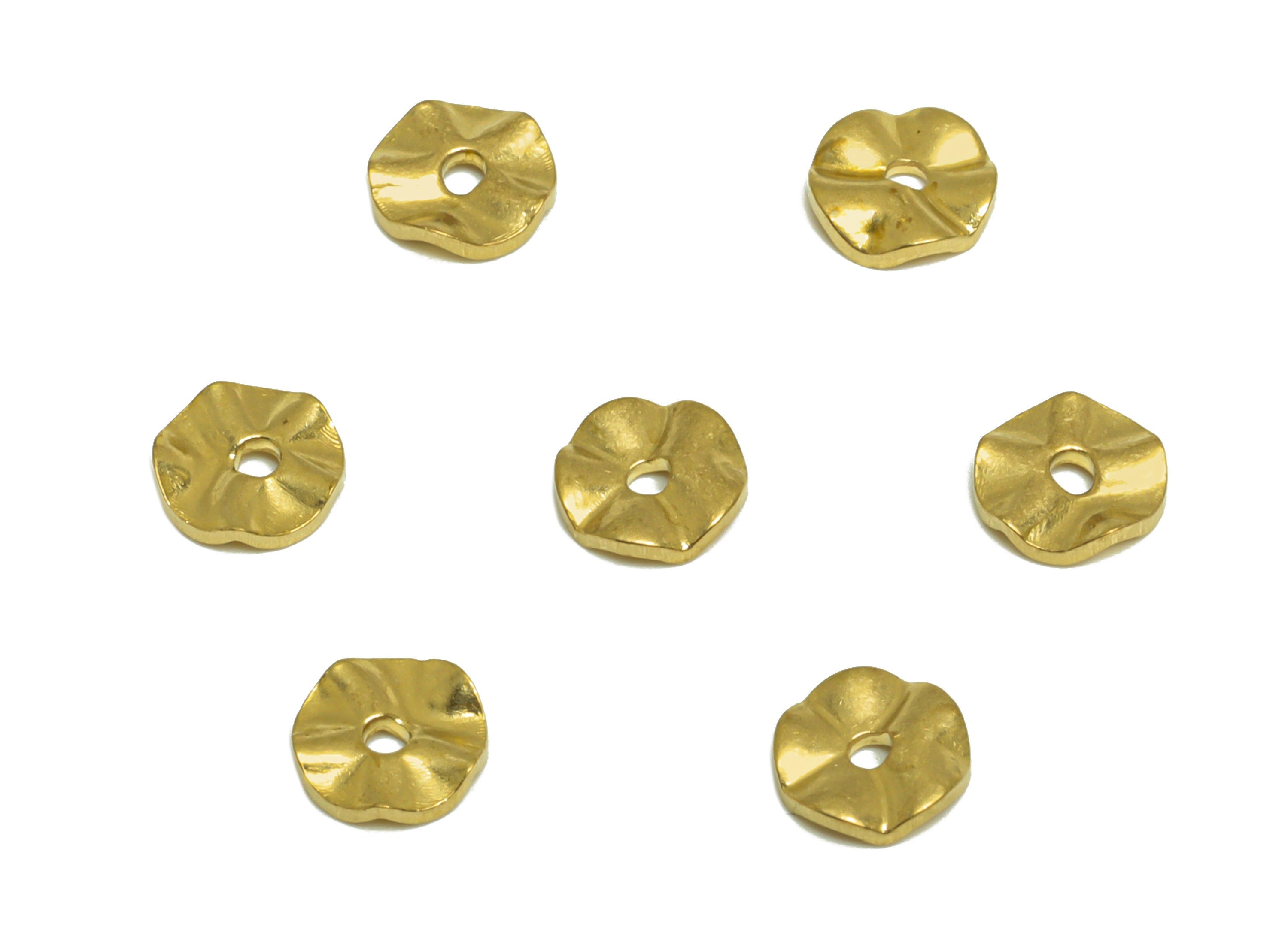 Brass Flower Space Beads - Raw Brass Wavy Round Earring Charm - Brass Circle Earring Charm - Earring Finding - 6.04x6x1.2mm - PP10206 - DOMEDBAZAAR