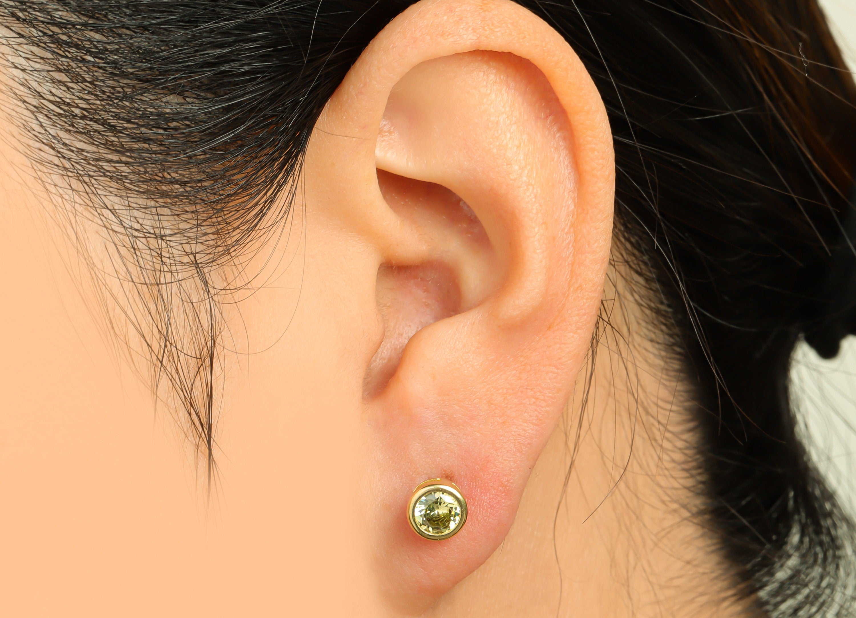 D-Peridot (CZ-16) Zircon Earring Stud - Raw Brass Minimalist CZ Earring Post - Cubic Zircon Earring Post - 16.04x6.6x4.4mm - PP9838A - DOMEDBAZAAR
