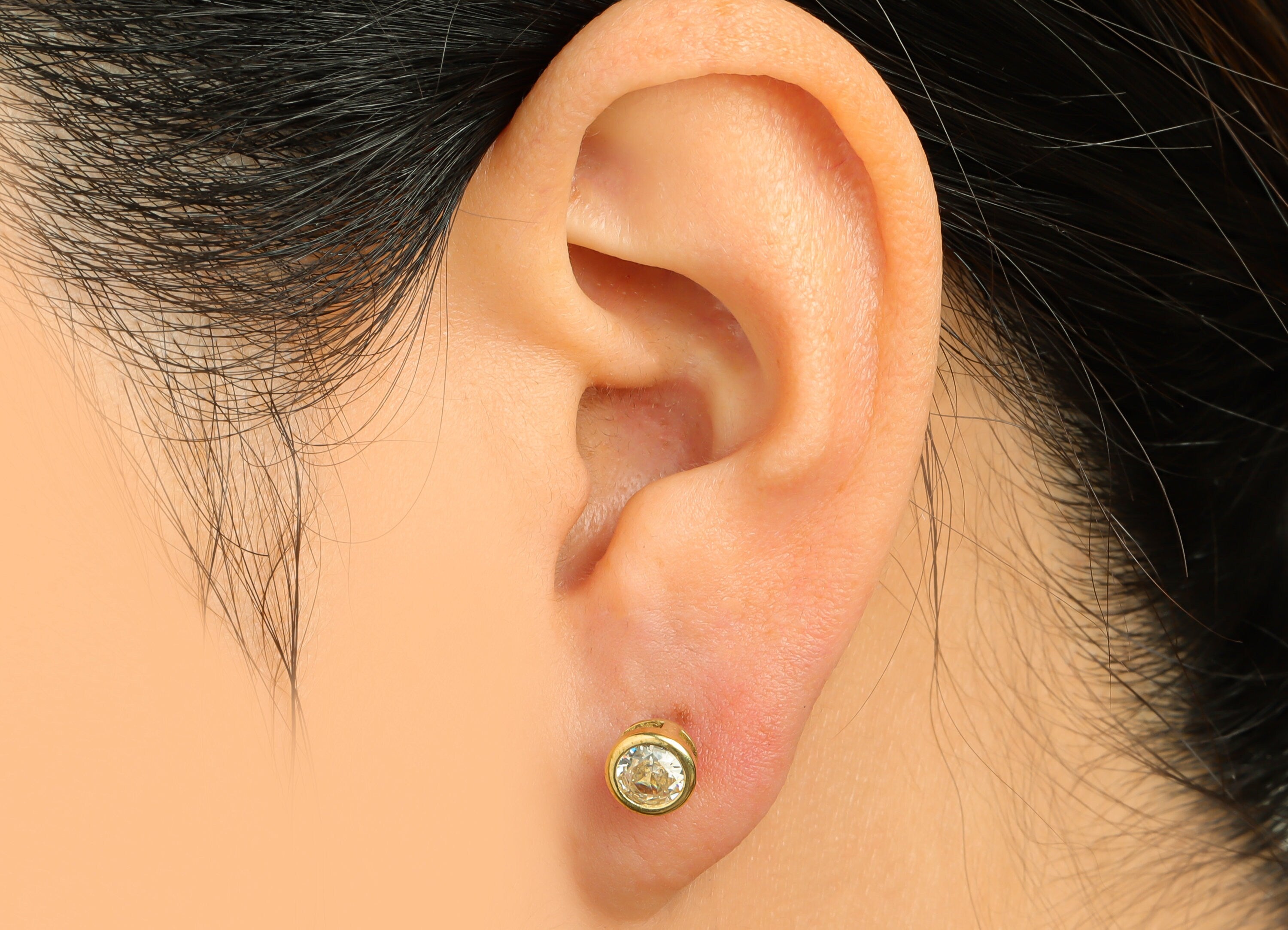 Lemon (CZ-03) Zircon Earring Stud - Raw Brass Minimalist CZ Earring Post - Cubic Zircon Earring Post - 16.04x6.6x4.4mm - PP9838L - DOMEDBAZAAR