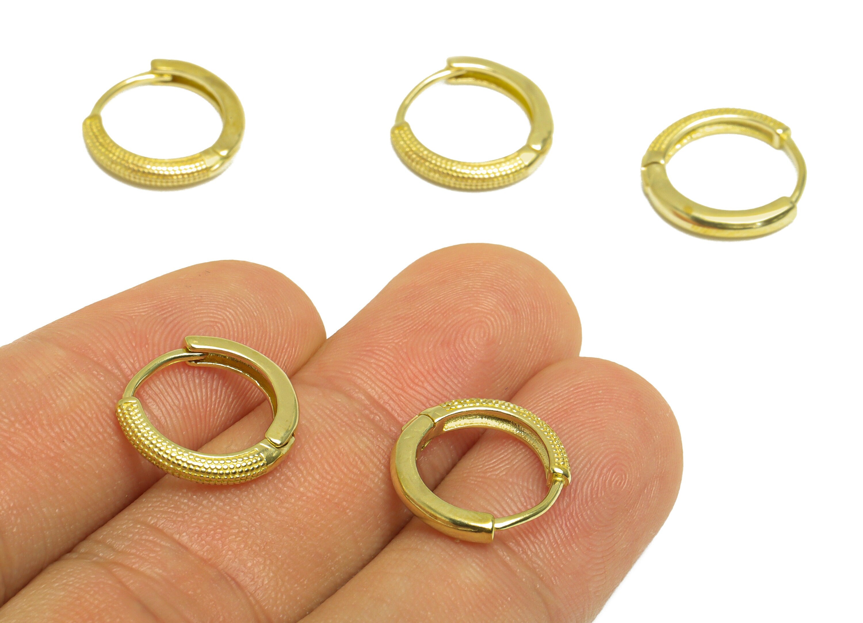 Brass Huggie Hoop Earring - Raw Brass Hoop Round Earring - Brass Textured Hoop Huggie Earring - Hoop Huggie Earring - 14x14.2x2mm - PP10040 - DOMEDBAZAAR