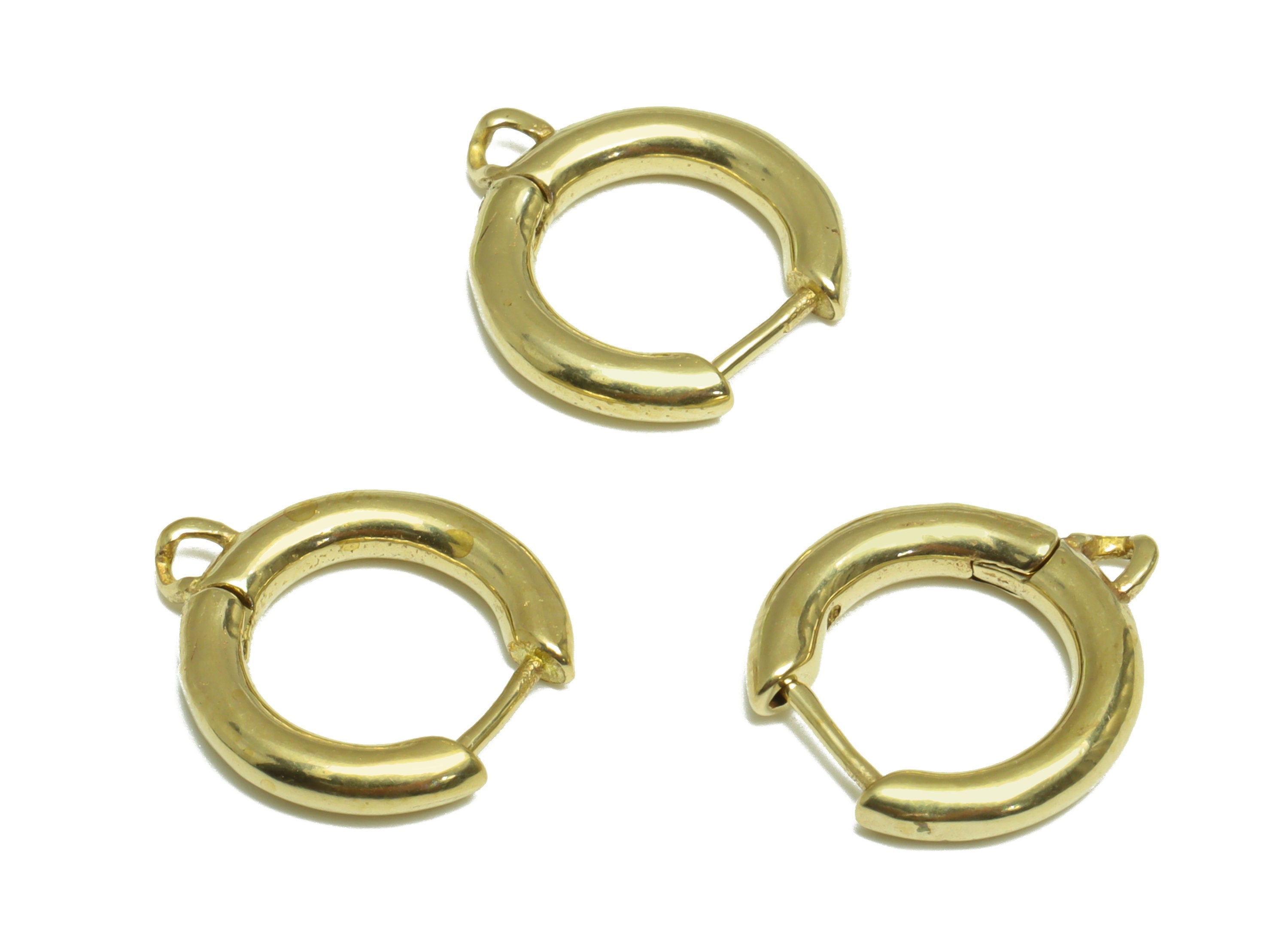 Brass Huggie Hoop Earring - Raw Brass Hoop Round Earring - Huggie Earring With loop - Earring With Loop For Tassel - 15x13.4x2.4mm - PP10026 - DOMEDBAZAAR