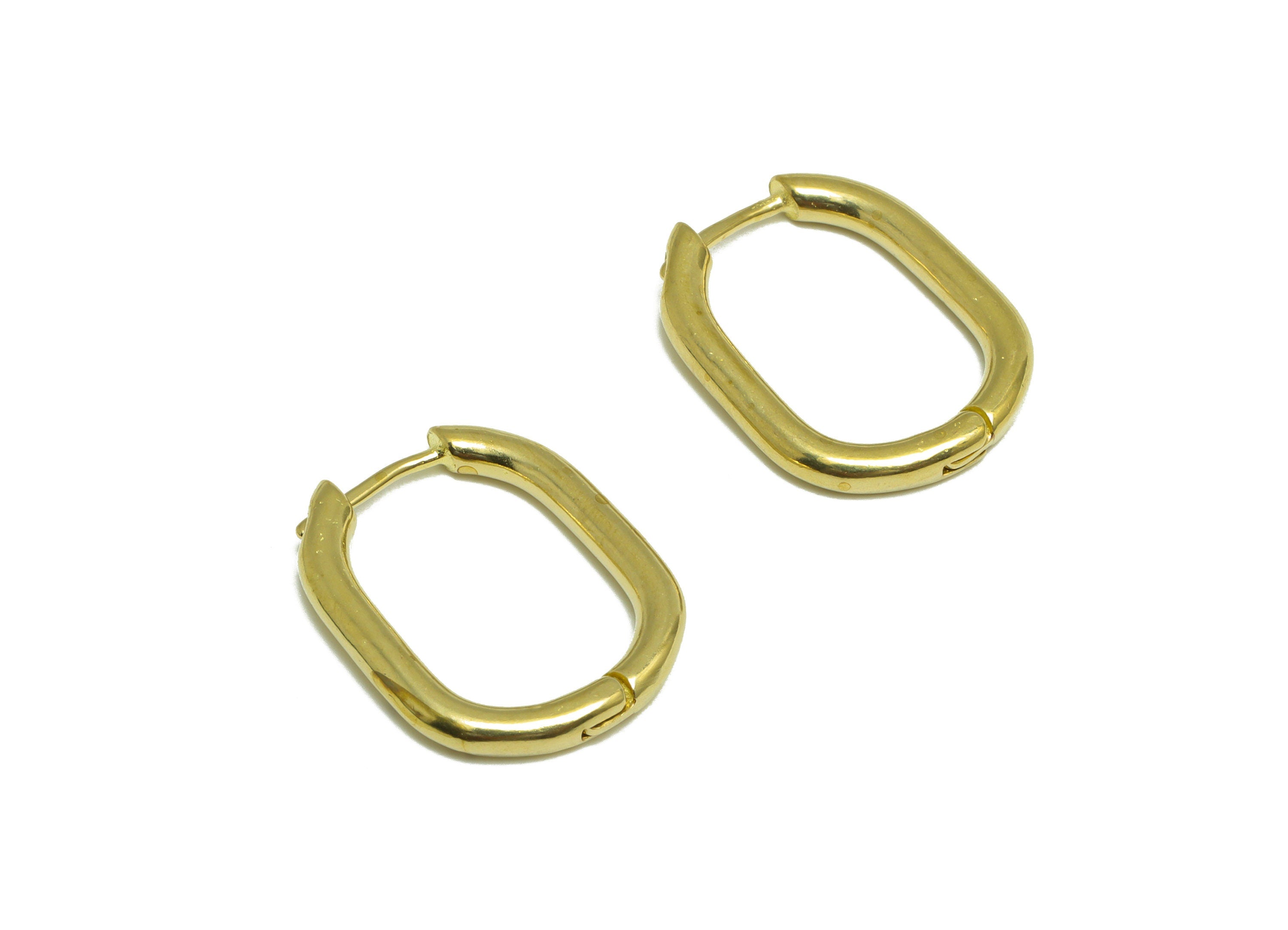 Brass Huggie Hoop Earring - Raw Brass Hoop Oval Rectangle Earring - Rectangle Huggie Earring - Geometry Huggie Clasp - 21x16x2mm - PP10023 - DOMEDBAZAAR