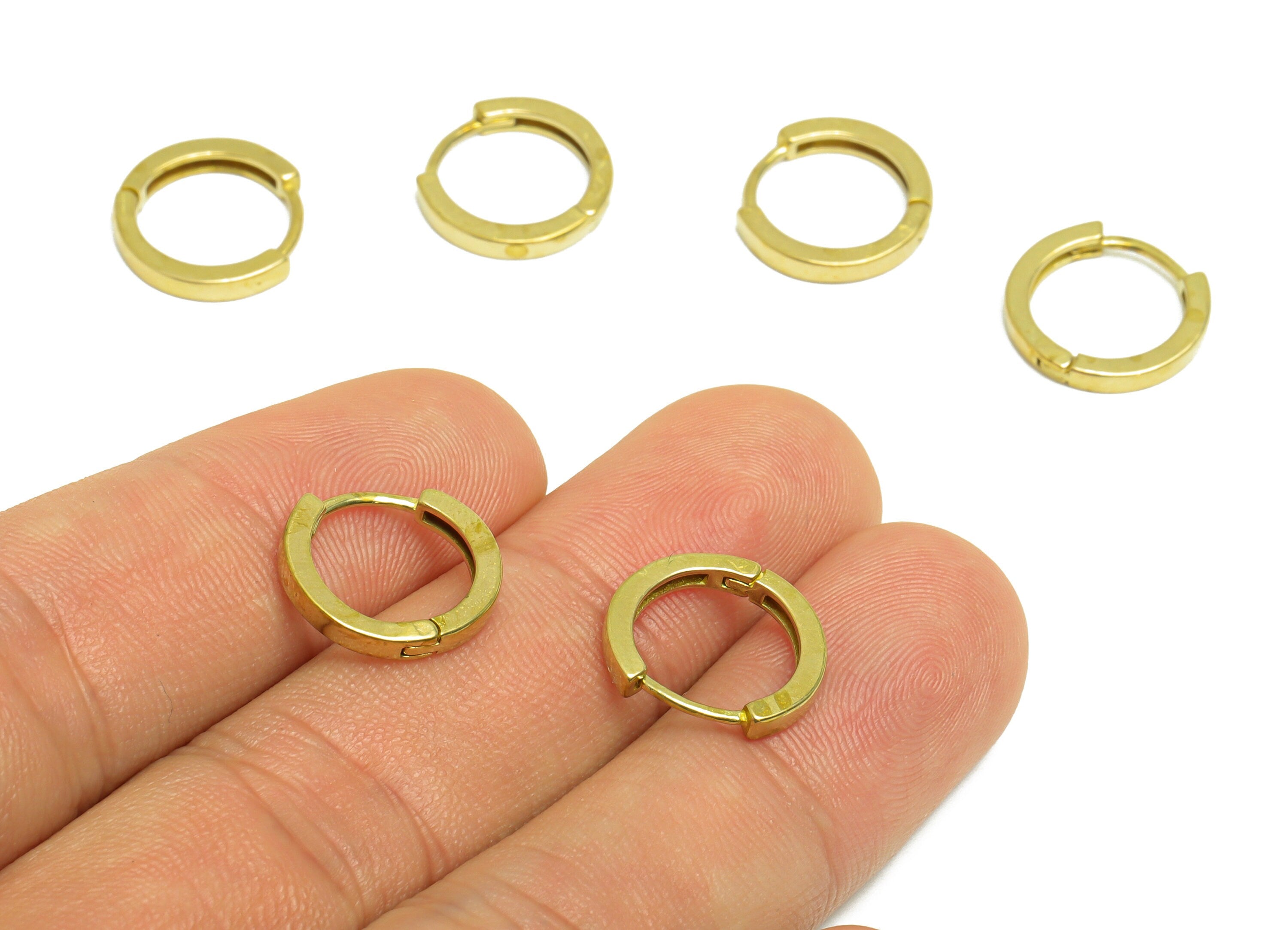 Brass Huggie Hoop Earring - Raw Brass Hoop Round Earring - Brass Minimalist Hoop Huggie Earring - Hoop Huggie Earring - 14x13x2mm - PP10032 - DOMEDBAZAAR