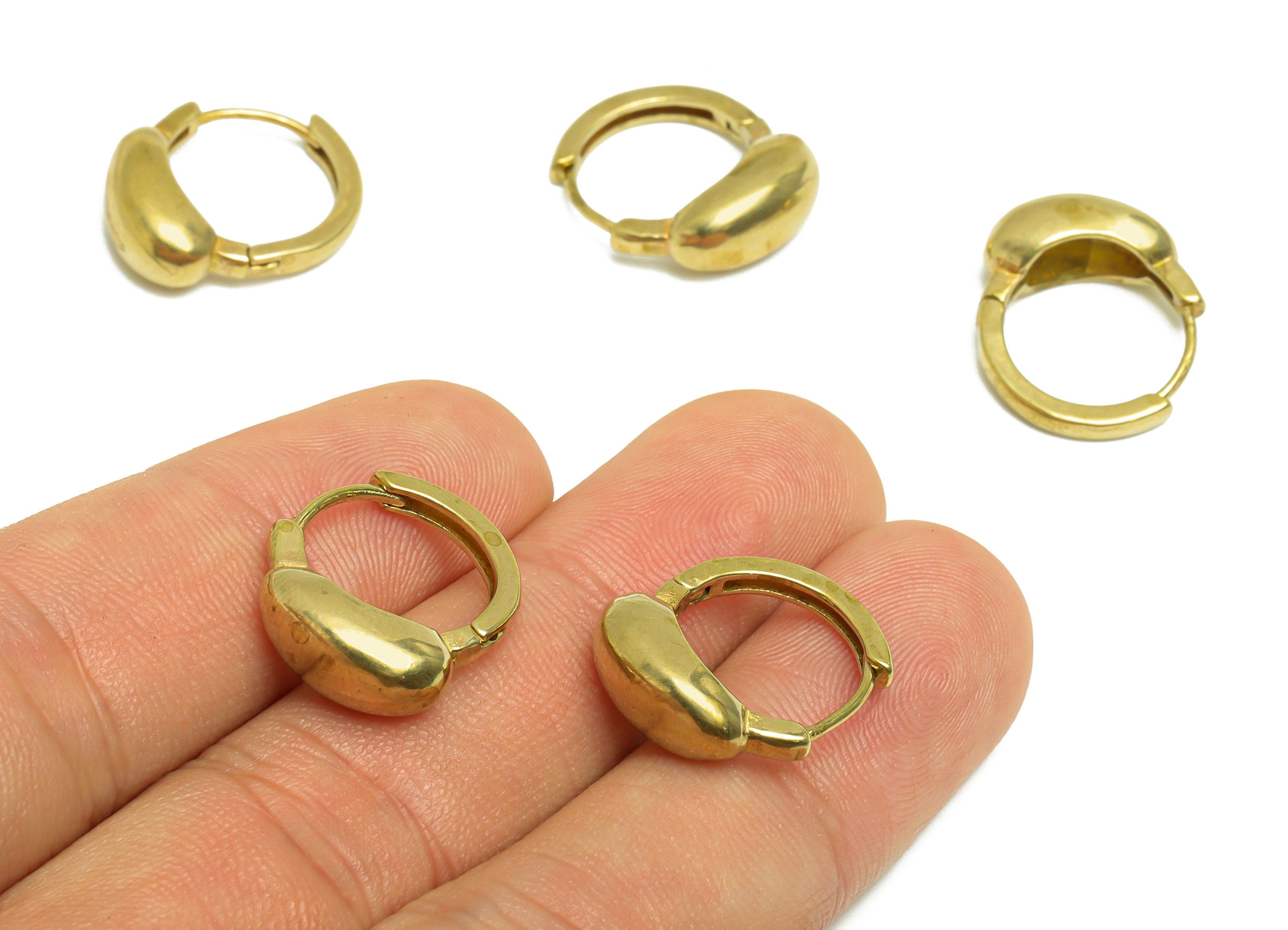 Brass Oval Huggie Hoop Earring - Raw Brass Hoop Round Earring - Brass Geometry Huggie Earring - Hoop Huggie Earring - 18.5x15x6mm - PP10048 - DOMEDBAZAAR
