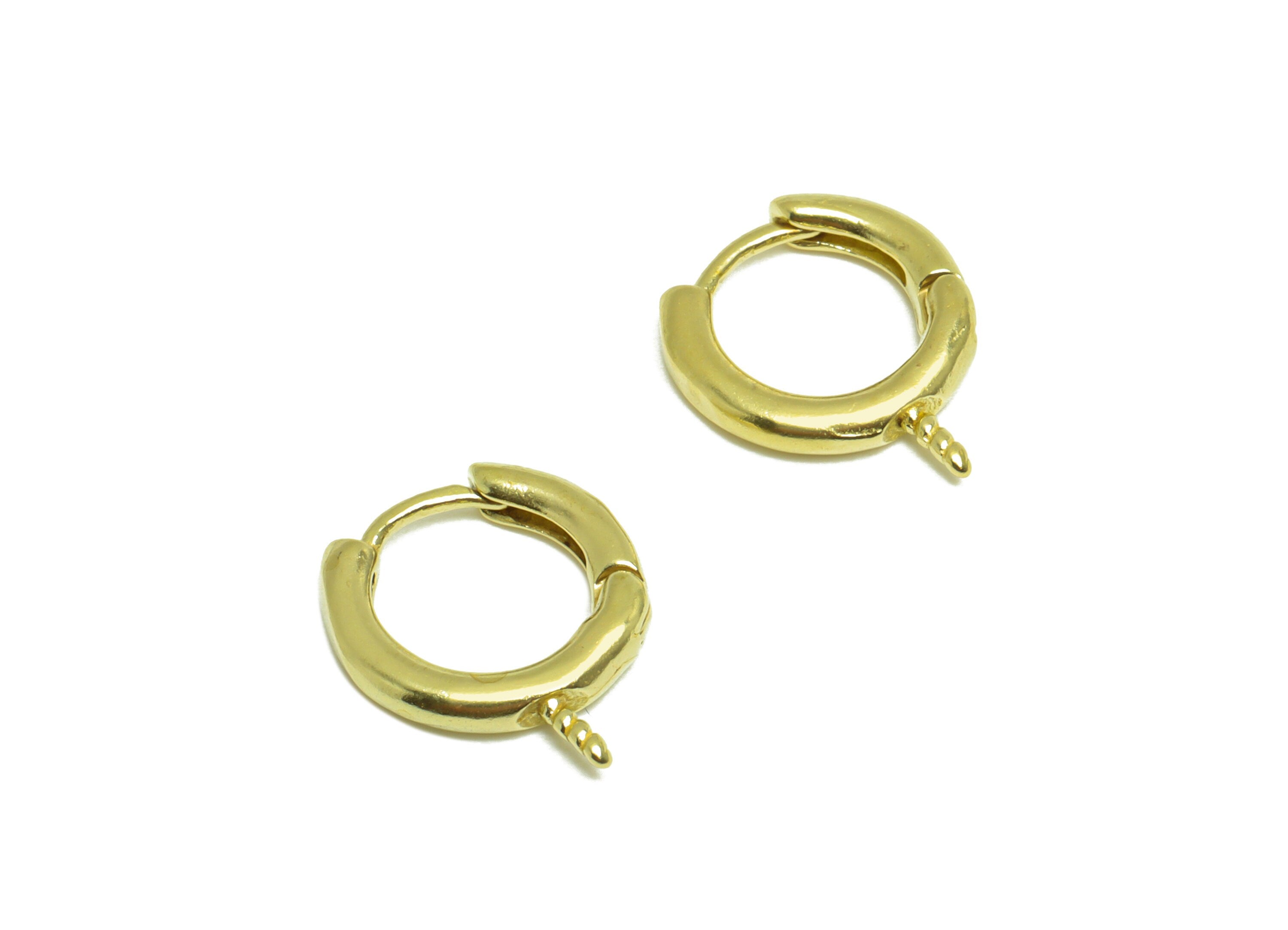 Brass Round Hoop Earring Pearl Setting - Raw Brass Hoop Huggie Round Earring - Brass Hoop Huggie Earring For Pearl - 14x12x2.1mm - PP10043 - DOMEDBAZAAR