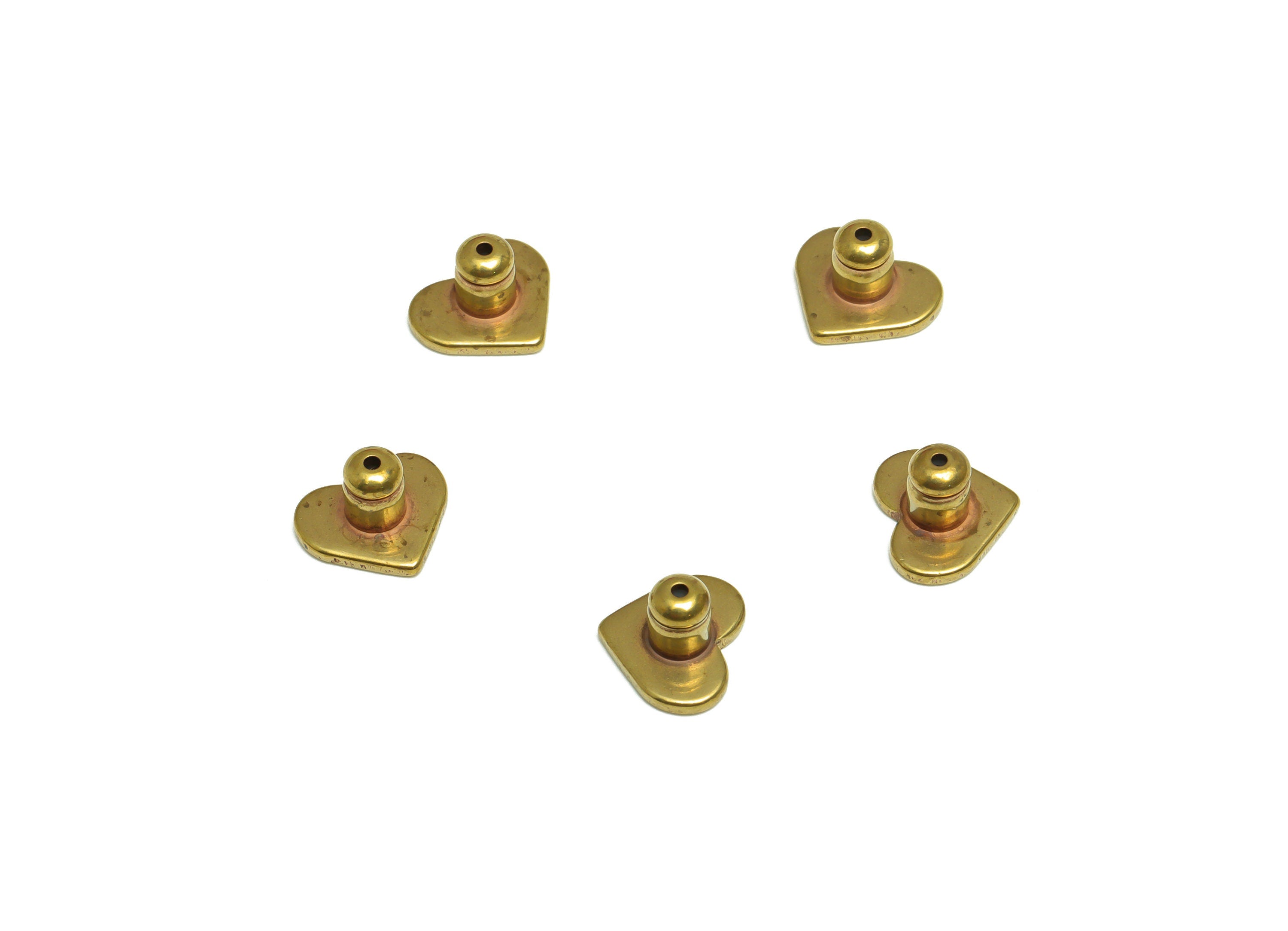 Brass Heart Earring Back - Brass Stud Earring Back Stopper - Earring Post Nuts Stopper - Rubber Earring Back - Post Back - 8x7x5mm - PP10119 - DOMEDBAZAAR