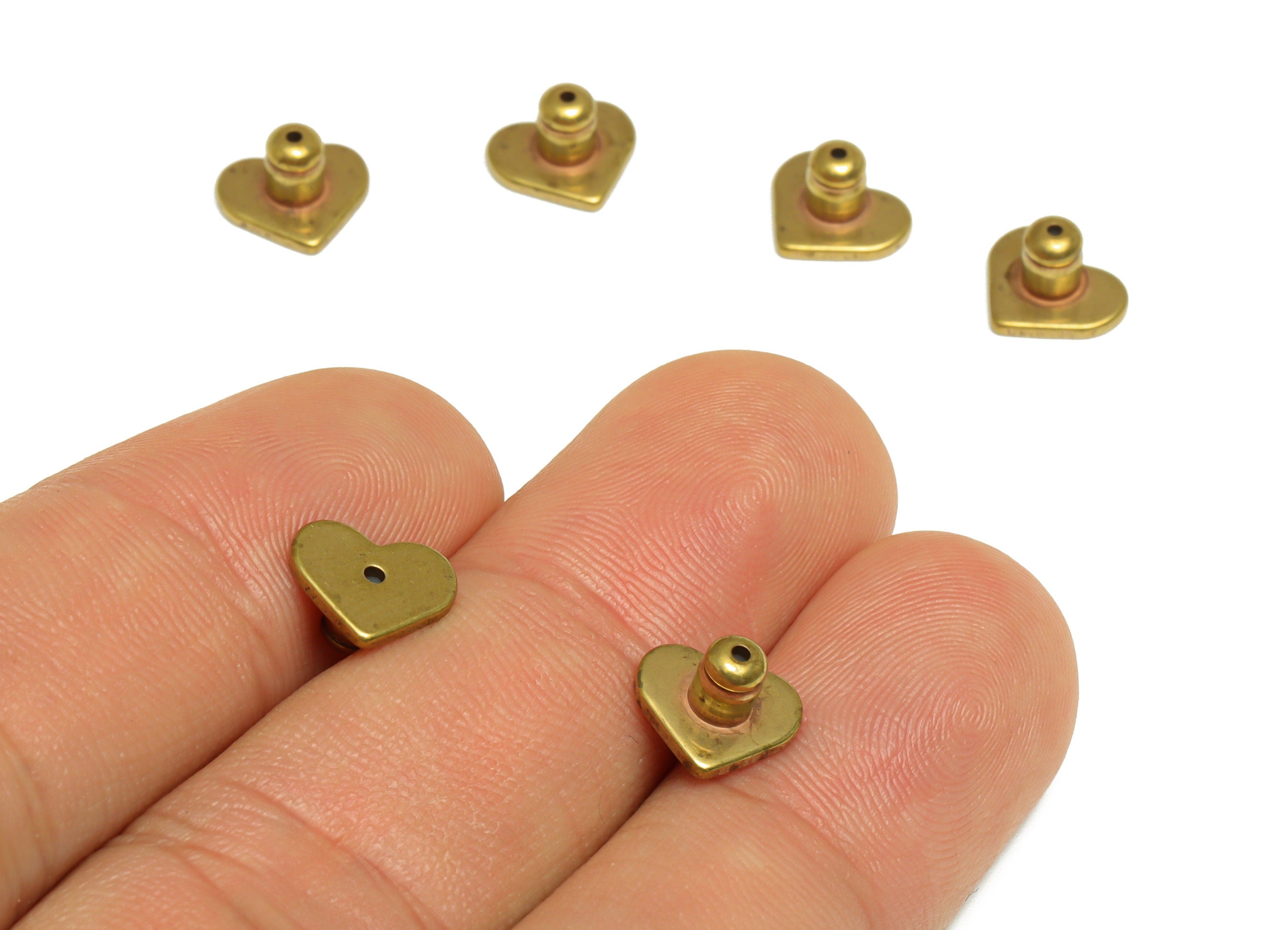 Brass Heart Earring Back - Brass Stud Earring Back Stopper - Earring Post Nuts Stopper - Rubber Earring Back - Post Back - 8x7x5mm - PP10119 - DOMEDBAZAAR