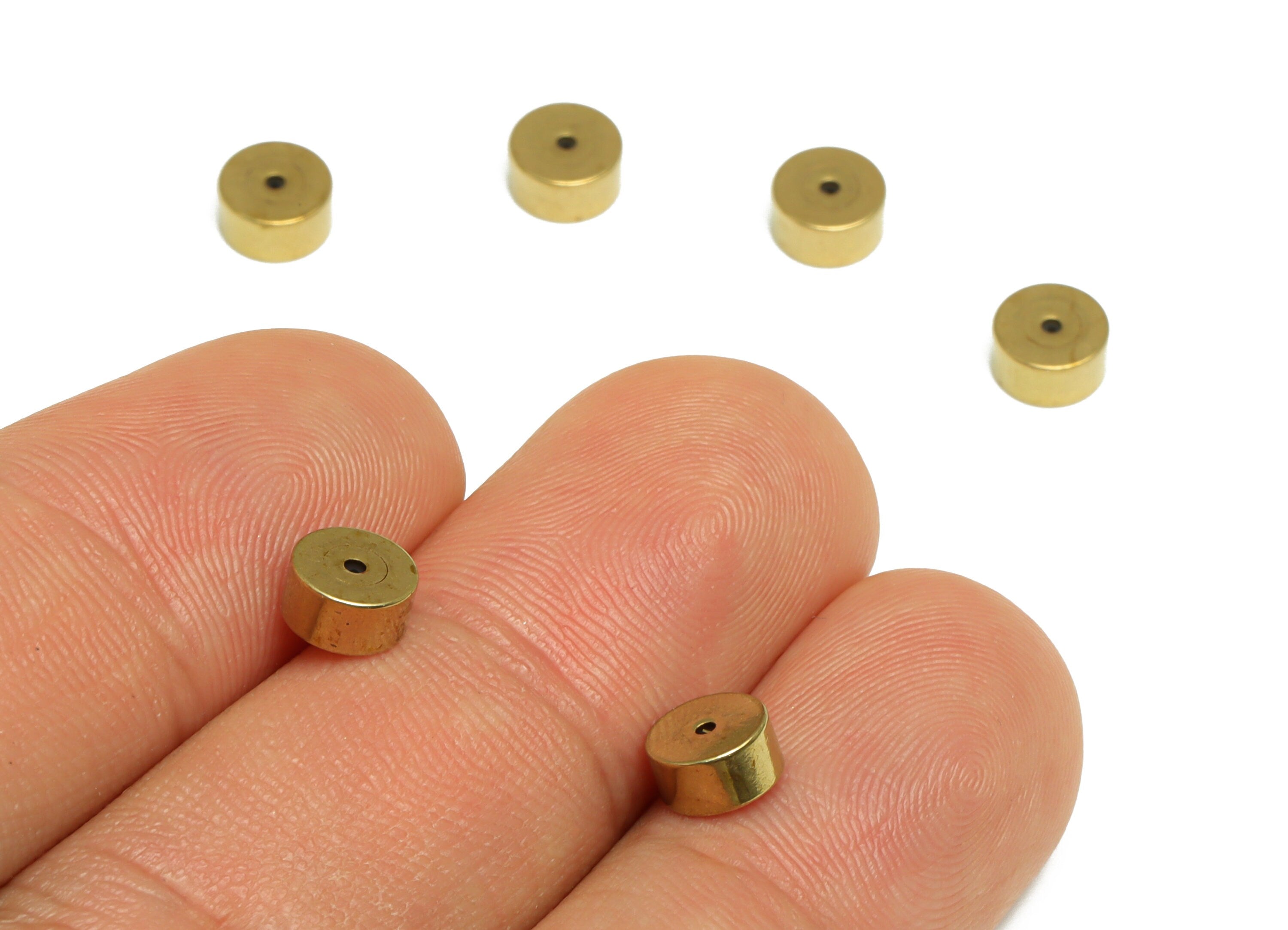Brass Ball Earring Back - Brass Cylinder Earring Back Stopper - Earring Post Nuts Stopper - Rubber Earring Back - 6x6x3mm - PP10128 - DOMEDBAZAAR