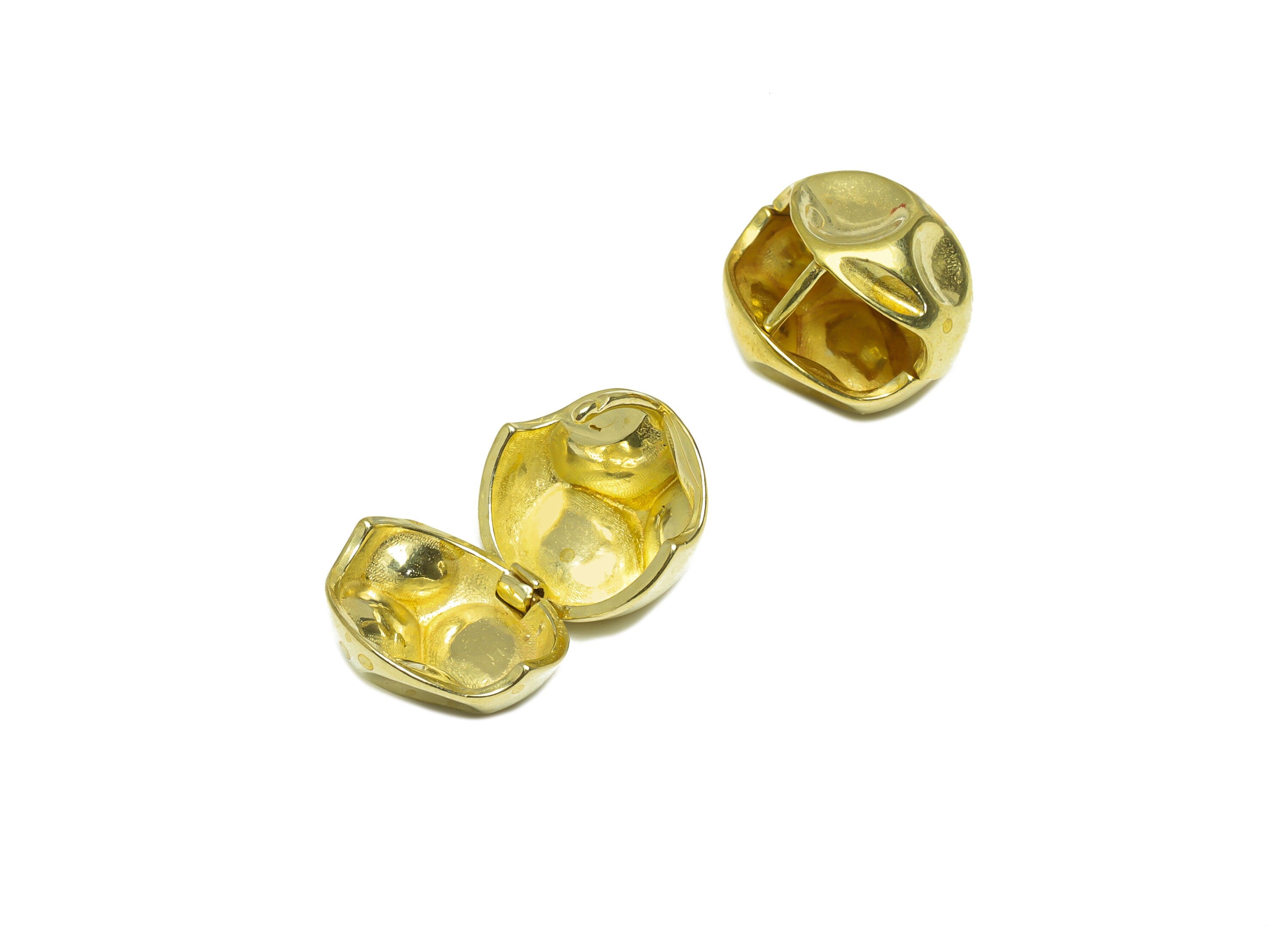 Brass Ball Huggie Hoop Earring - Raw Brass Bean Clasp Hoop Earring - Brass Round Collapse Hoop Huggie Earring - 15.5x14x14mm - PP10029 - DOMEDBAZAAR