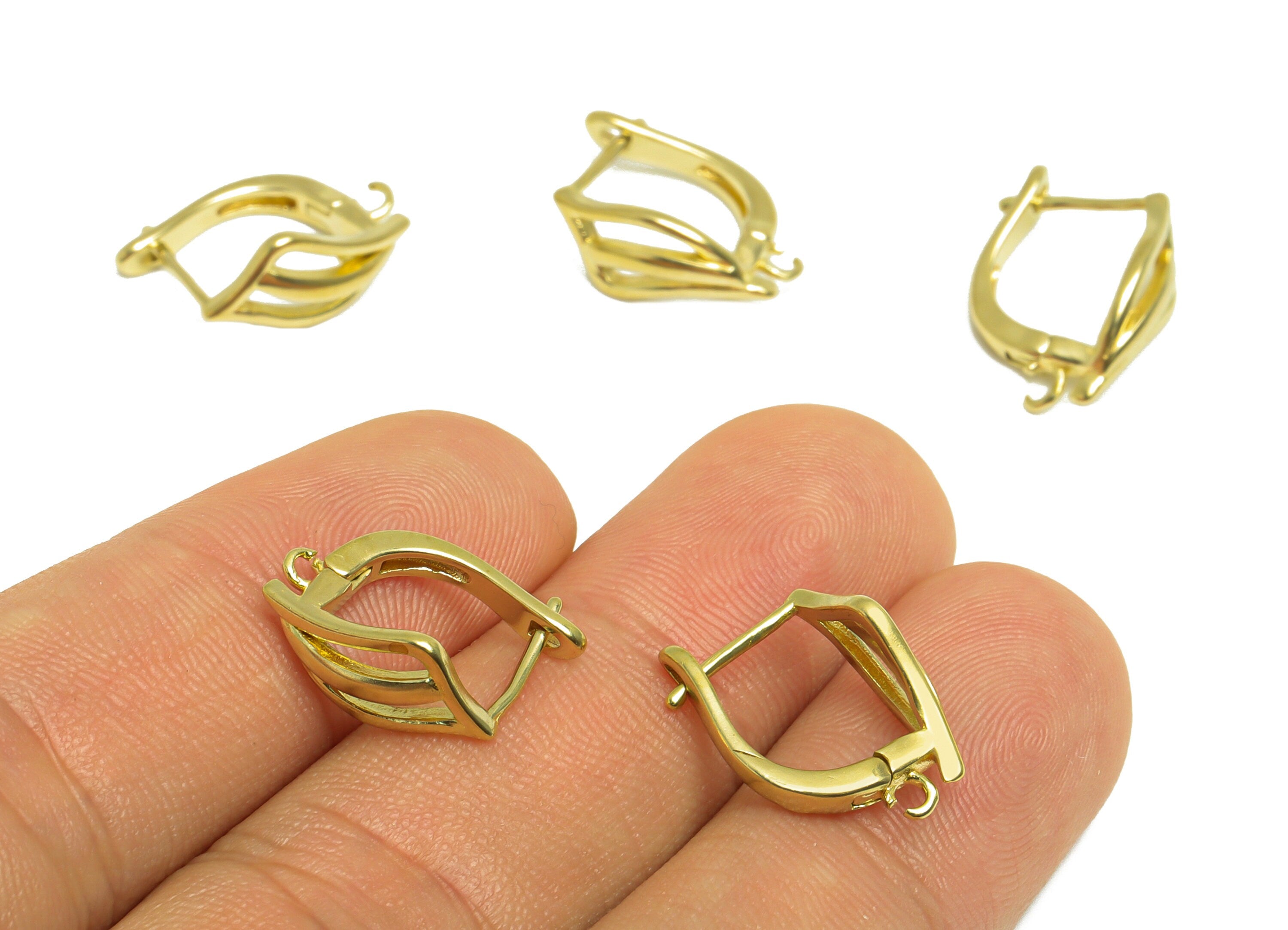 Brass Geometry Hoop Earring - Raw Brass English Lock Hoop Earring With Loop - Brass Quadrilateral English Lock Earring - 17x13x6mm - PP10018 - DOMEDBAZAAR