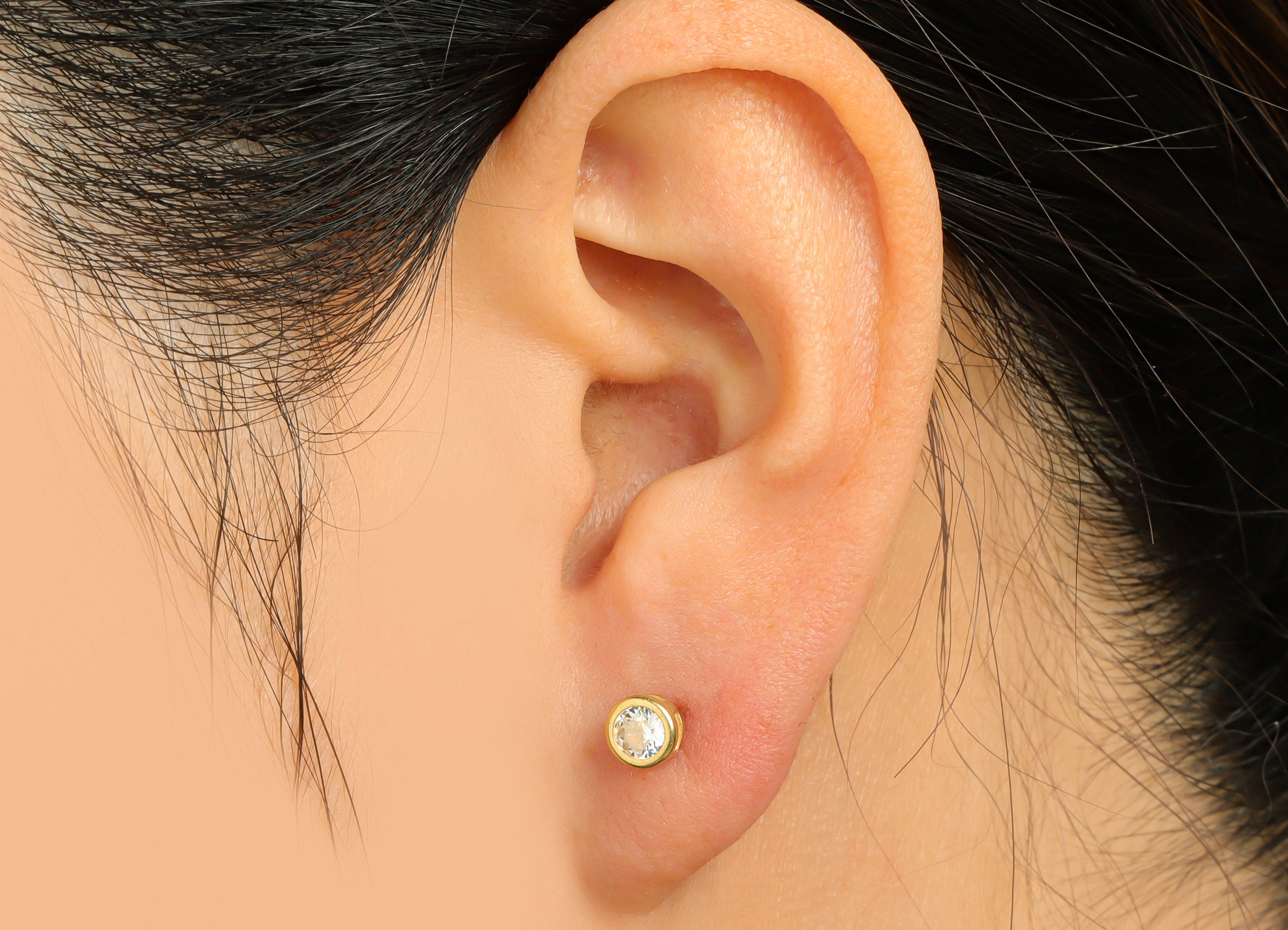 Lemon (CZ-03) Zircon Earring Stud - Raw Brass Minimalist CZ Earring Post - Cubic Zircon Earring Post - 15.6x5.4x3.5mm - PP9825R - DOMEDBAZAAR