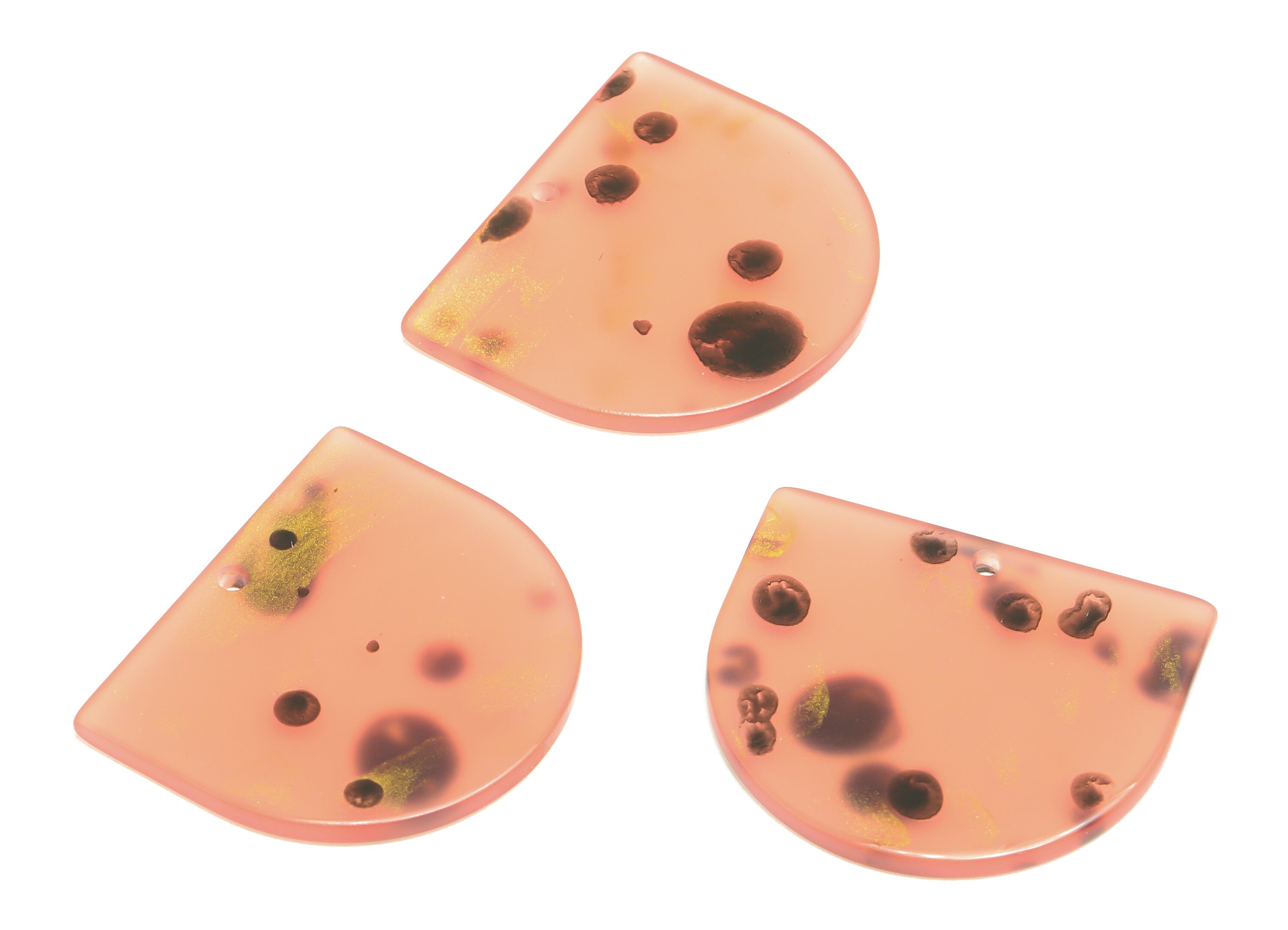 Acrylic D Earring Charms - Pink Semi Circle Pendant - Earring Findings - Jewelry Supplies - Color Code: A1014 - 33.48x29x2mm - AC1094-A1014 - DOMEDBAZAAR