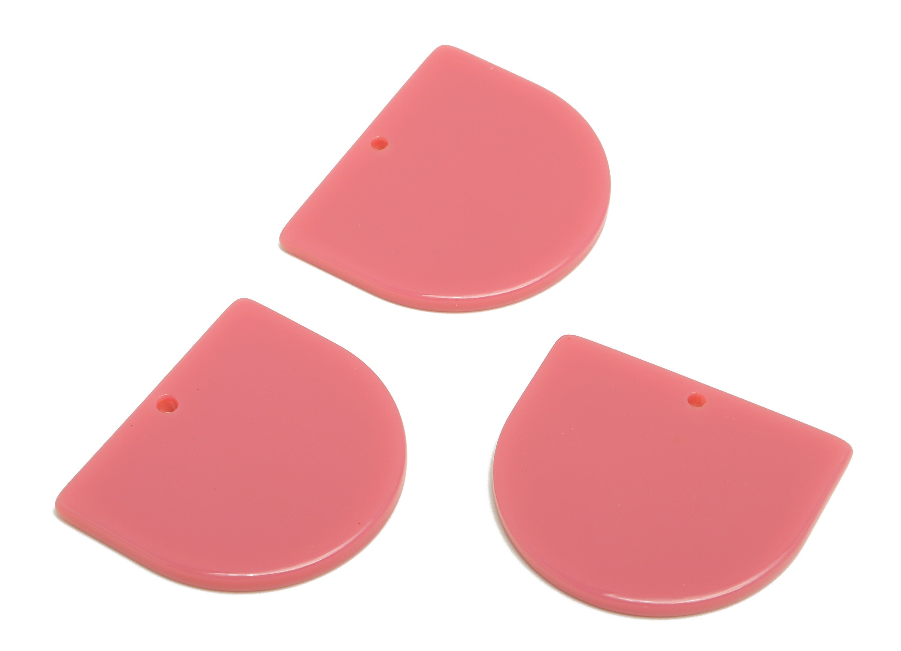 Acrylic D Earring Charms - Pink Domed Pendant - Earring Findings - Jewelry Supplies - Color Code: A1025 - 33.48x29x2mm - AC1094-A1025 - DOMEDBAZAAR