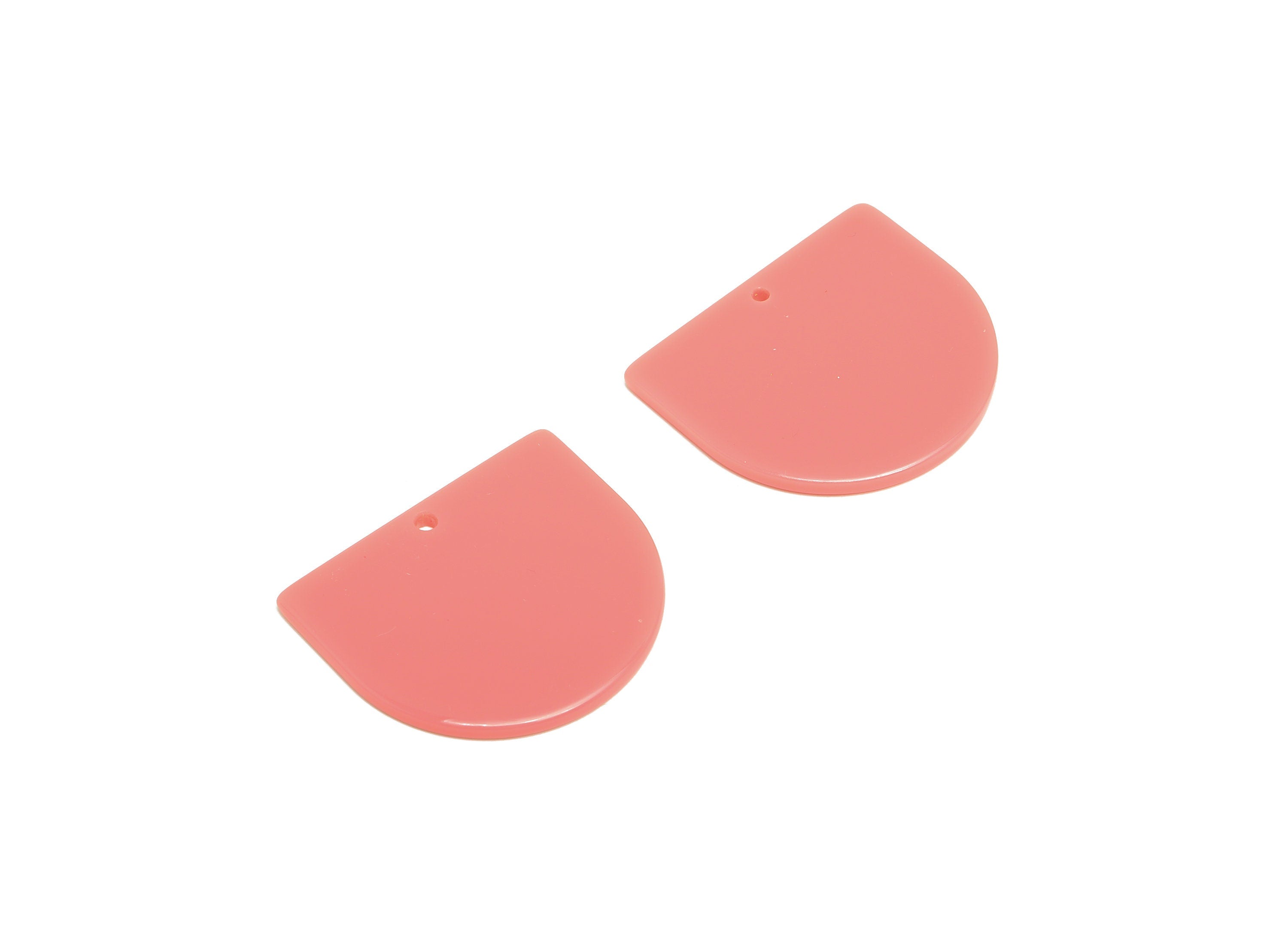 Acrylic D Earring Charms - Pink Domed Pendant - Earring Findings - Jewelry Supplies - Color Code: A695 - 33.48x29x2mm - AC1094-A695 - DOMEDBAZAAR