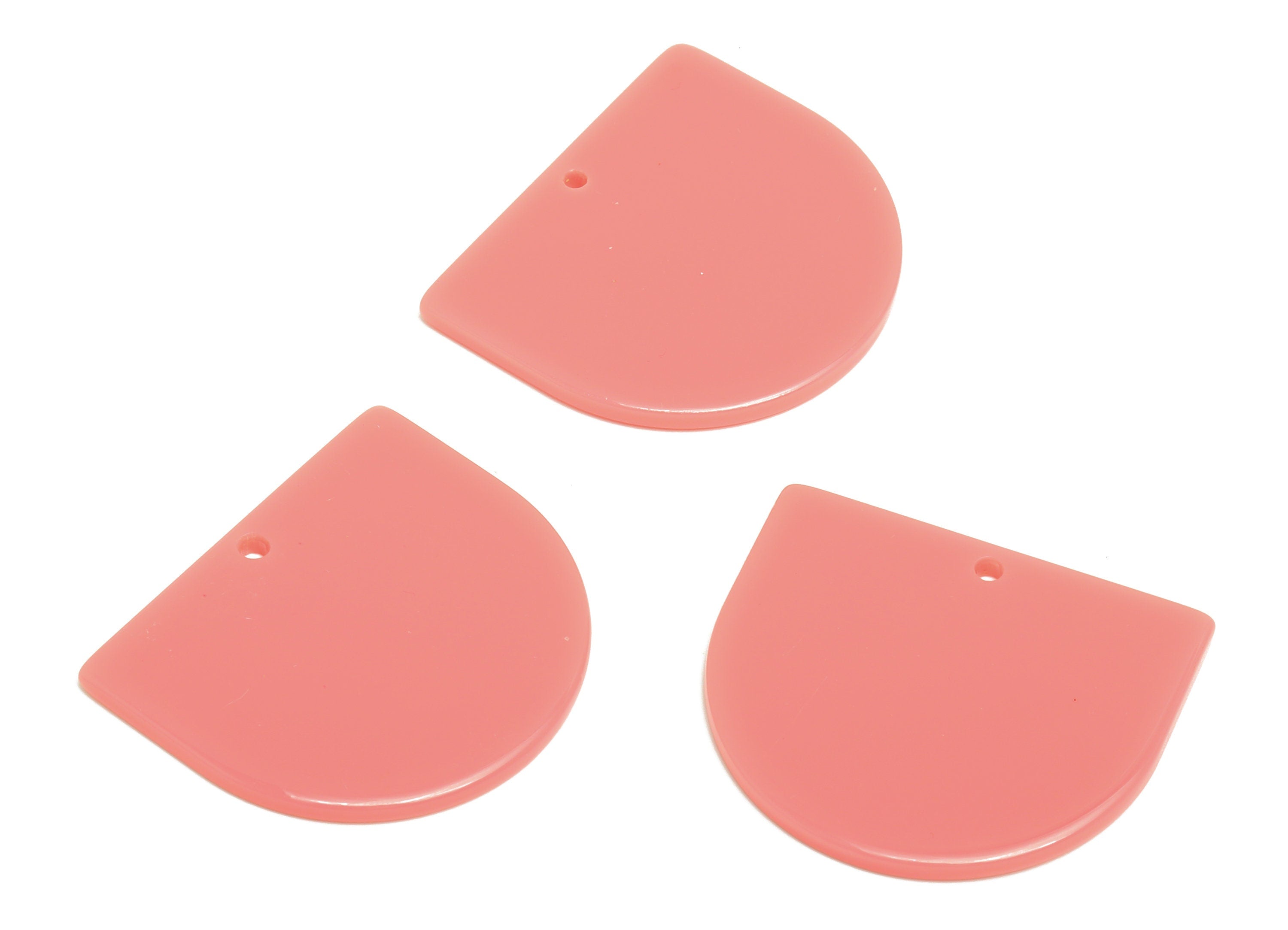 Acrylic D Earring Charms - Pink Domed Pendant - Earring Findings - Jewelry Supplies - Color Code: A695 - 33.48x29x2mm - AC1094-A695 - DOMEDBAZAAR