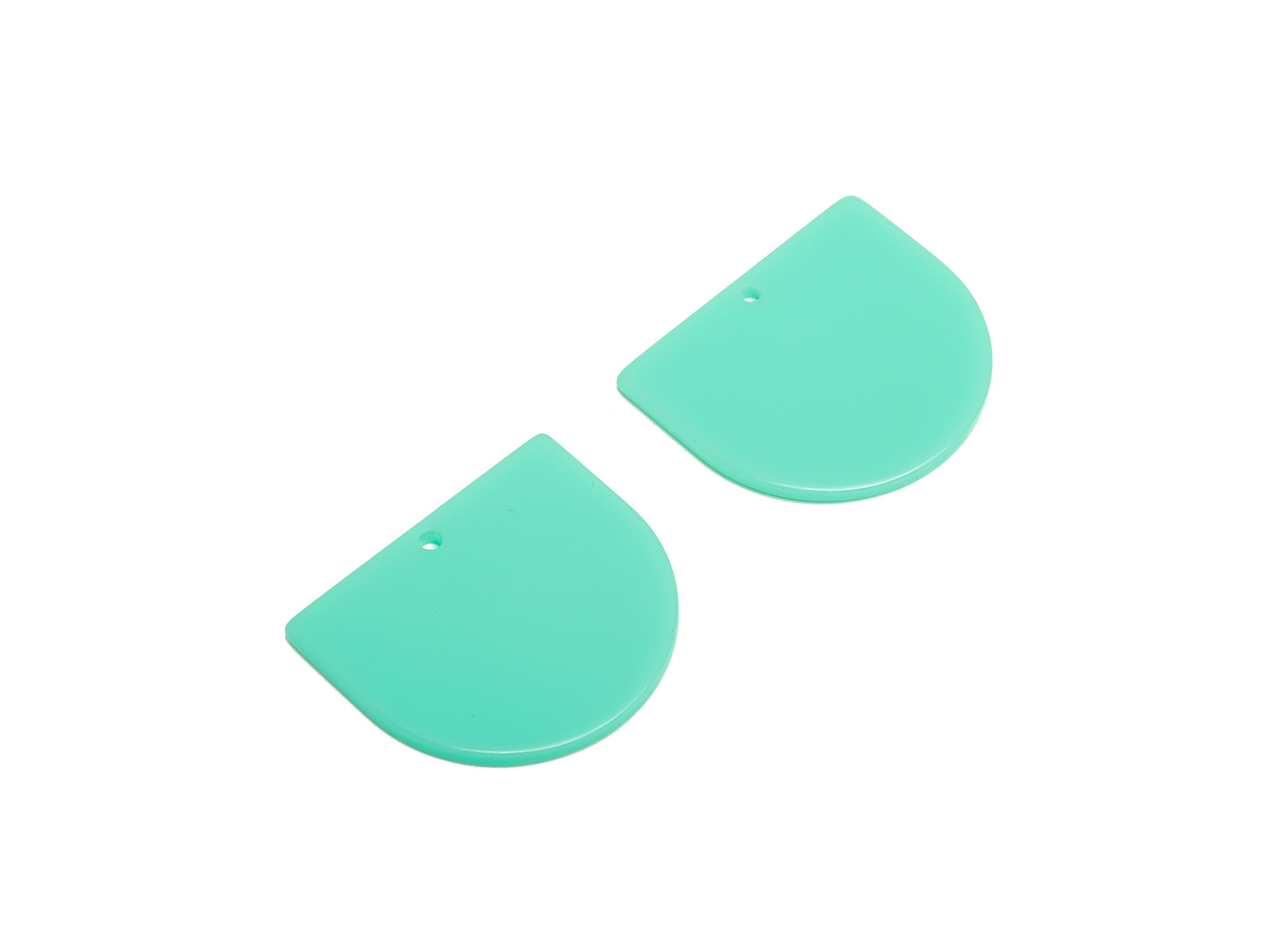 Acrylic D Earring Charms - Acrylic Tiffany Blue Domed Pendant - Domed Charm - Color Code: A486 - 33.48x29x2mm - AC1094-A486 - DOMEDBAZAAR