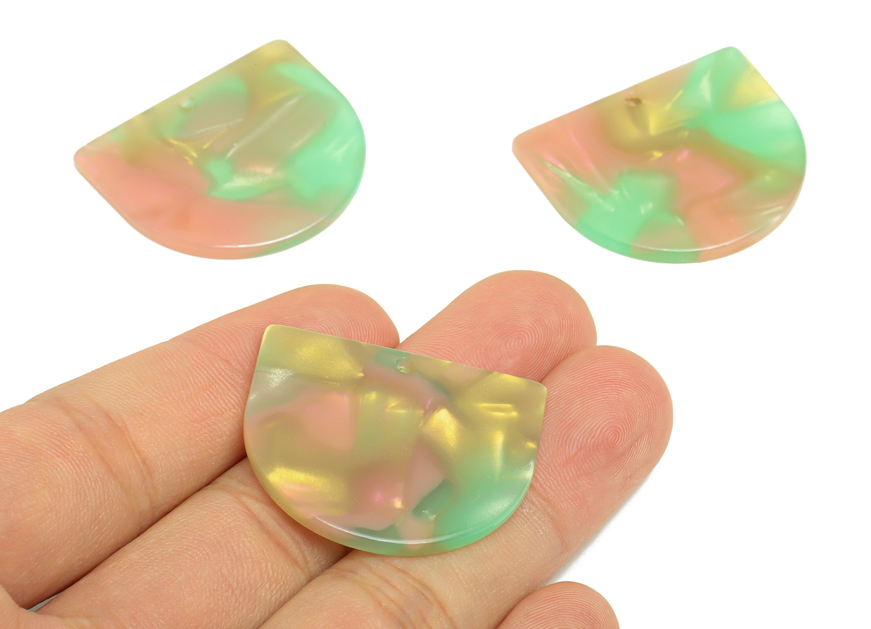Acetic Acid D Charms - Acetic Domed Earring Charm - Acetic Domed Rainbow Pendant - Color Code: A783 - 33.45x29.09x2.5mm - AC1094-A783 - DOMEDBAZAAR