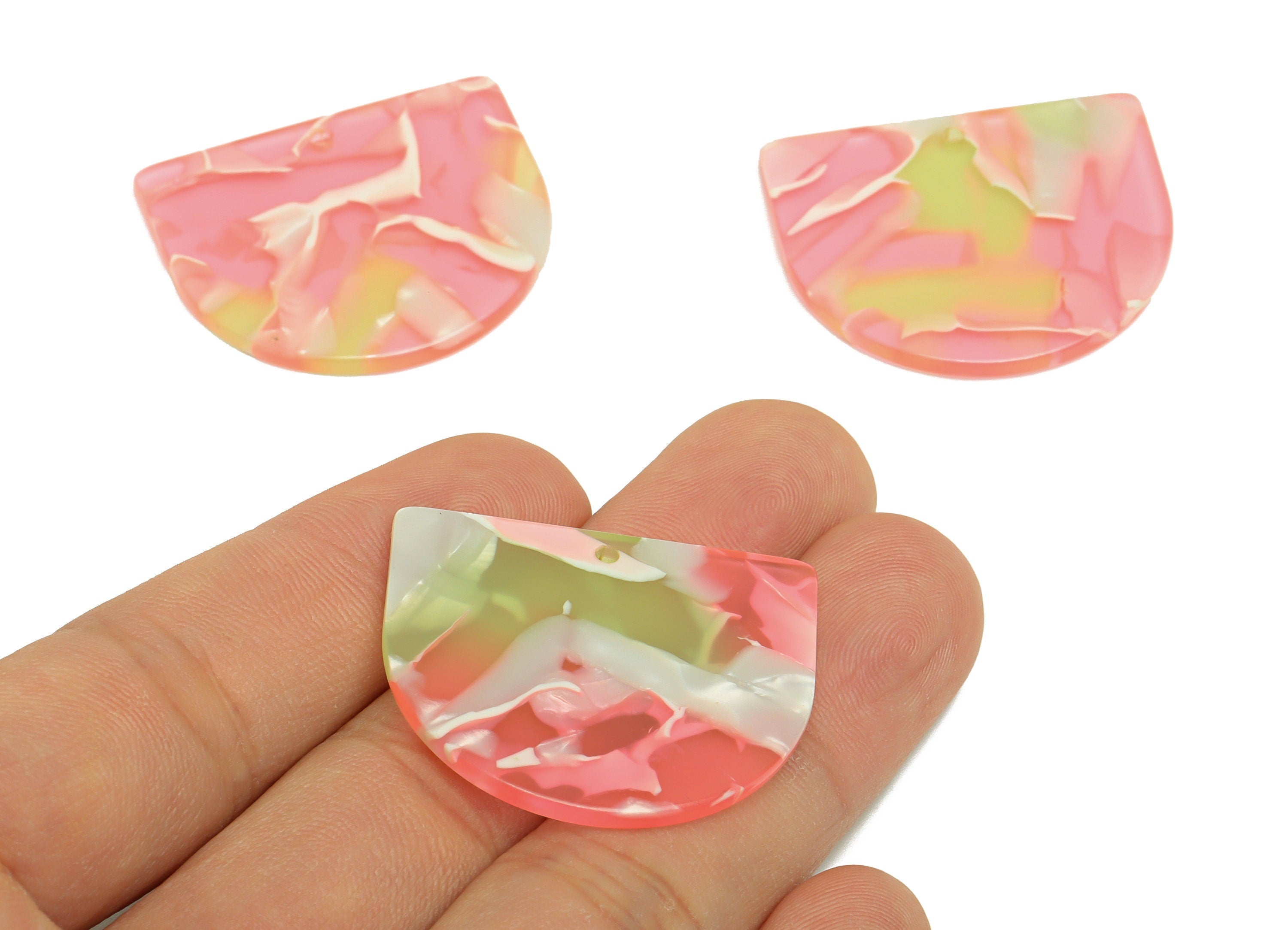 Acetic Acid D Charms - Acetic Domed Earring Charm - Acetic Domed Pink Pendant - Color Code: A1022 - 33.45x29.09x2.5mm - AC1094-A1021 - DOMEDBAZAAR