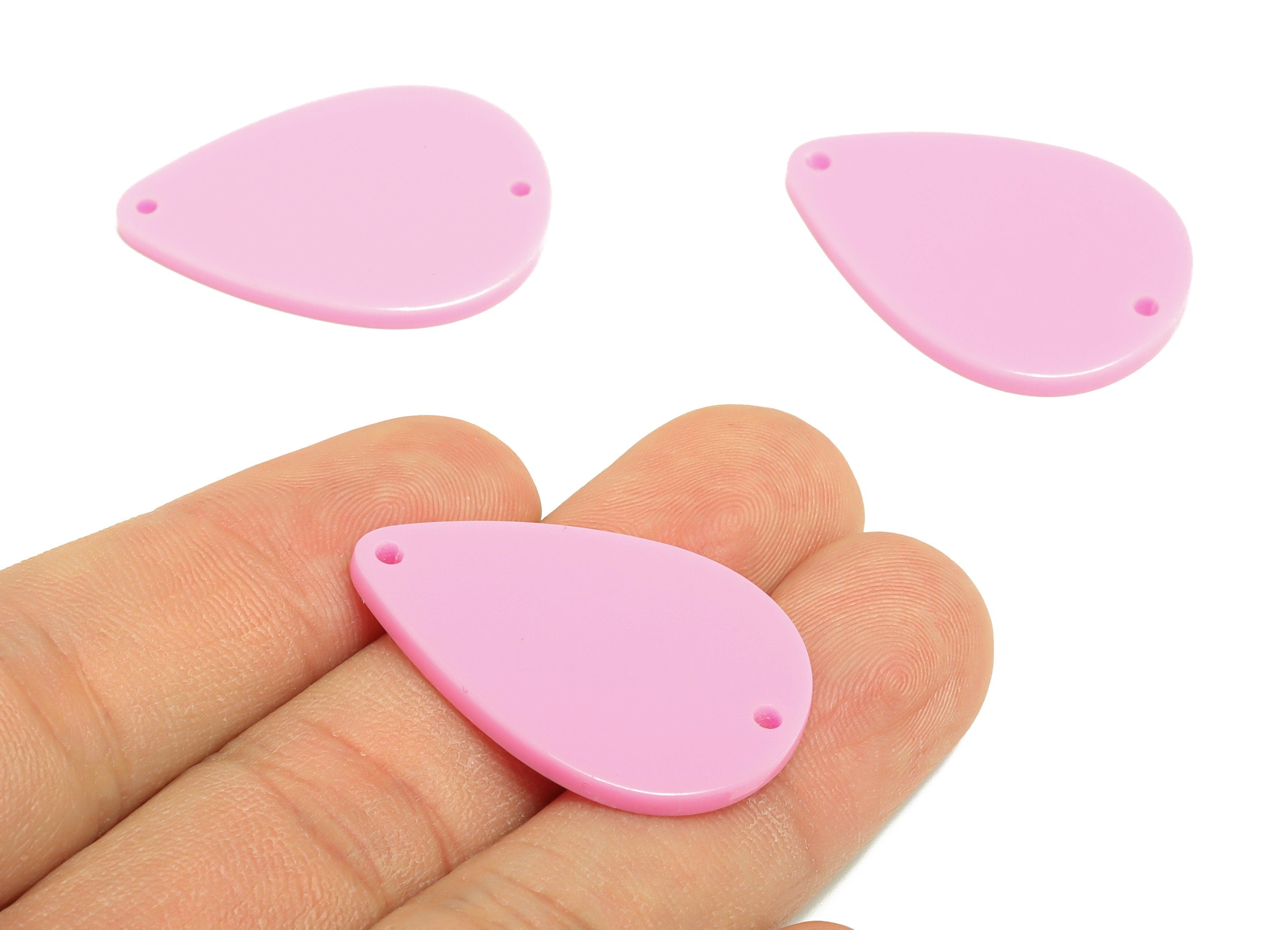 Acrylic Drop Earring Charms - Teardrop Earring and Pendant - Acrylic Pink Teardrop Connector - Color Code: A891 - 32x23x2.32mm - AC1127-A891 - DOMEDBAZAAR