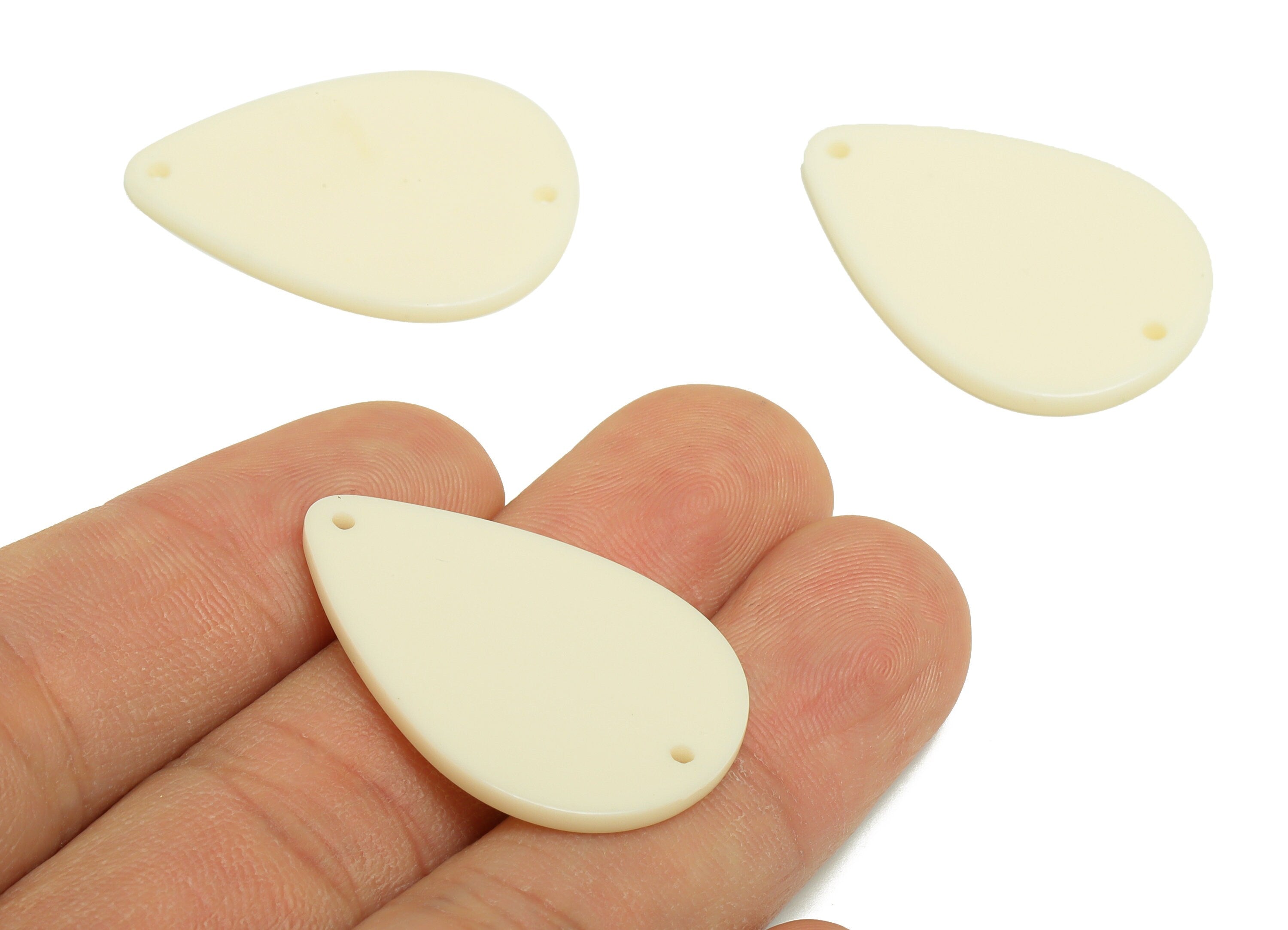 Acrylic Drop Earring Charms - Teardrop Earring and Pendant - Acrylic White Drop Connector - Color Code: A891 - 33x23x2.14mm - AC1127-A1034 - DOMEDBAZAAR