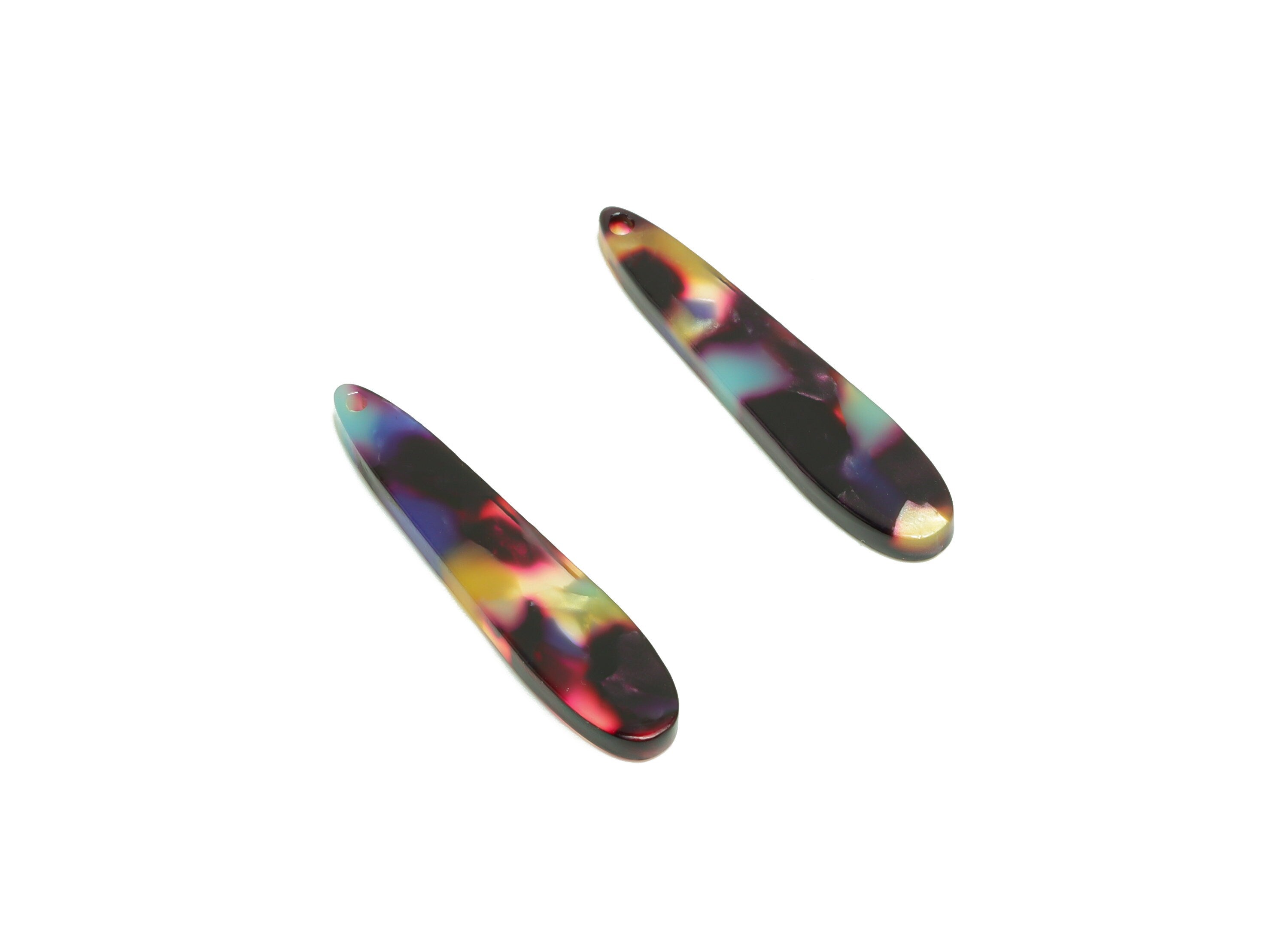 Acrylic Stick Charms - Acrylic Bar Earring and Pendant - Acrylic Rainbow Teardrop Charm - Color Code: A23 - 33x7x2mm - AC1644-A23 - DOMEDBAZAAR