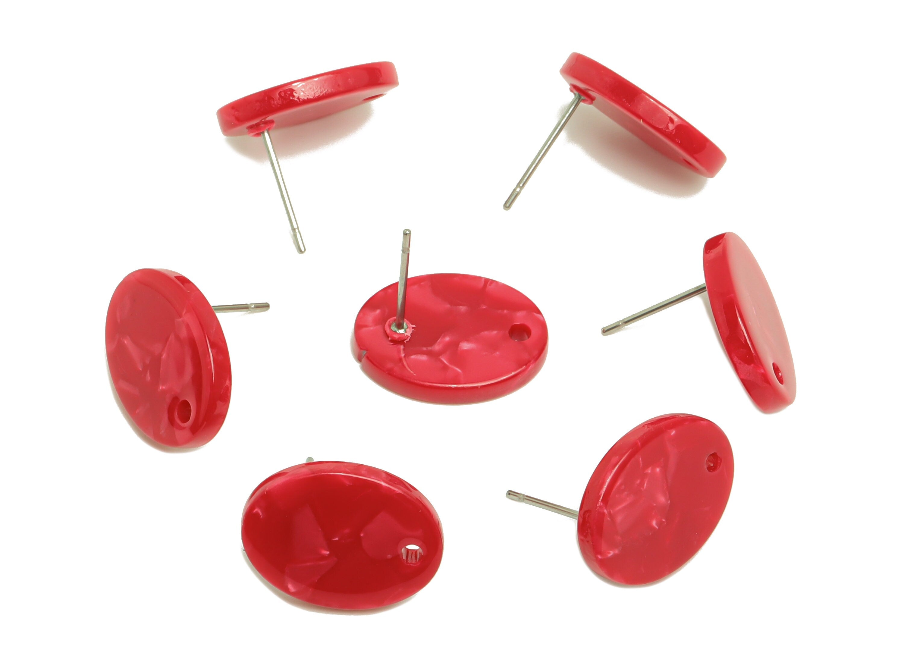 Acetic Acid Oval Earring Post - Acetic Oval Stud - Acetic Red Oval Earring Post - Jewelry Supplies - Color Code:A47 - 15x12x2mm - AC2294-A47 - DOMEDBAZAAR