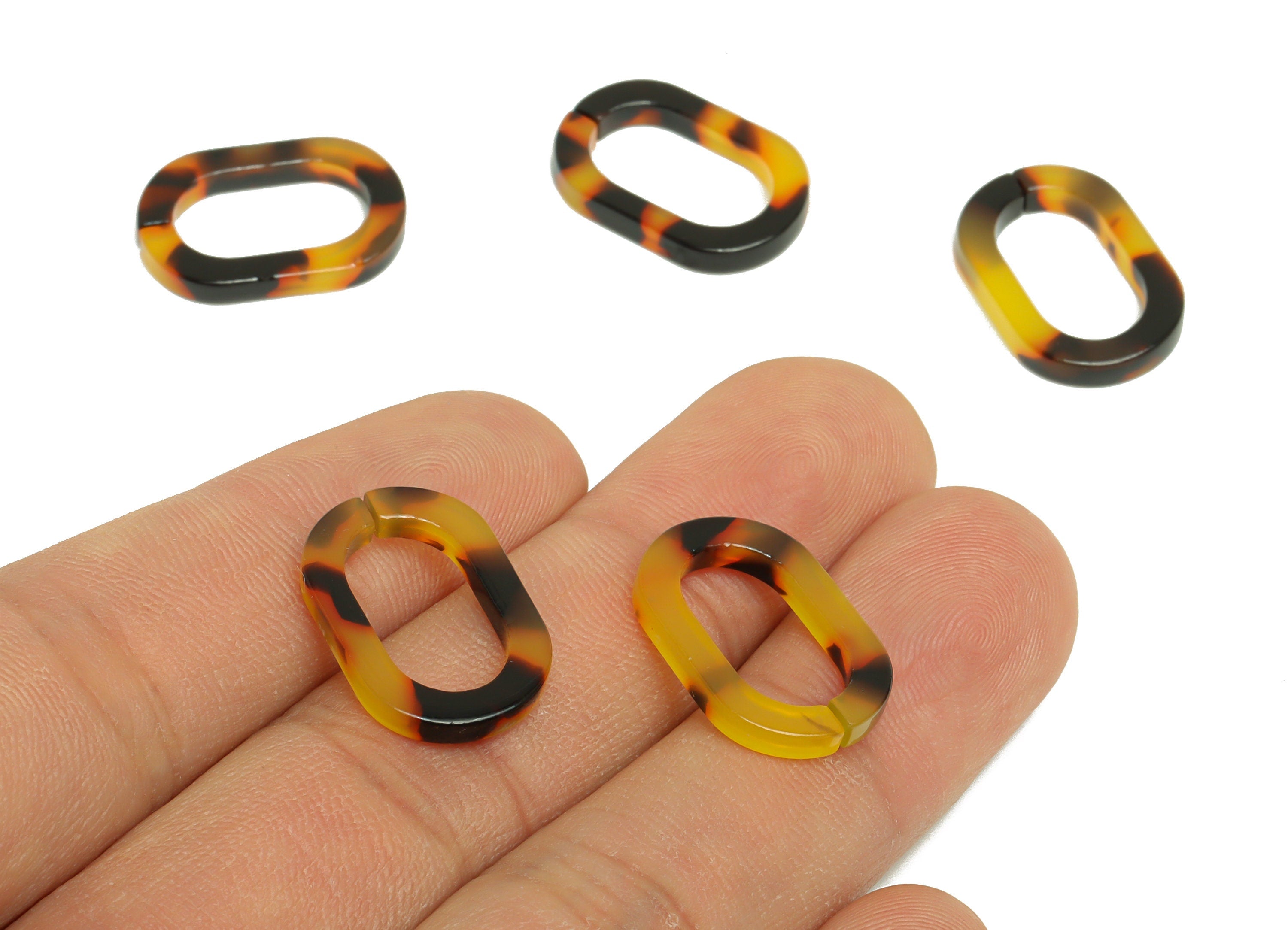 Acetic Acid Earring Charms - Acetic Oval Earrings Charms - Tortoise Shell Pendant - Oval Link Ring - Color Code: A01 - 19x13x2mm - AC2631 - DOMEDBAZAAR