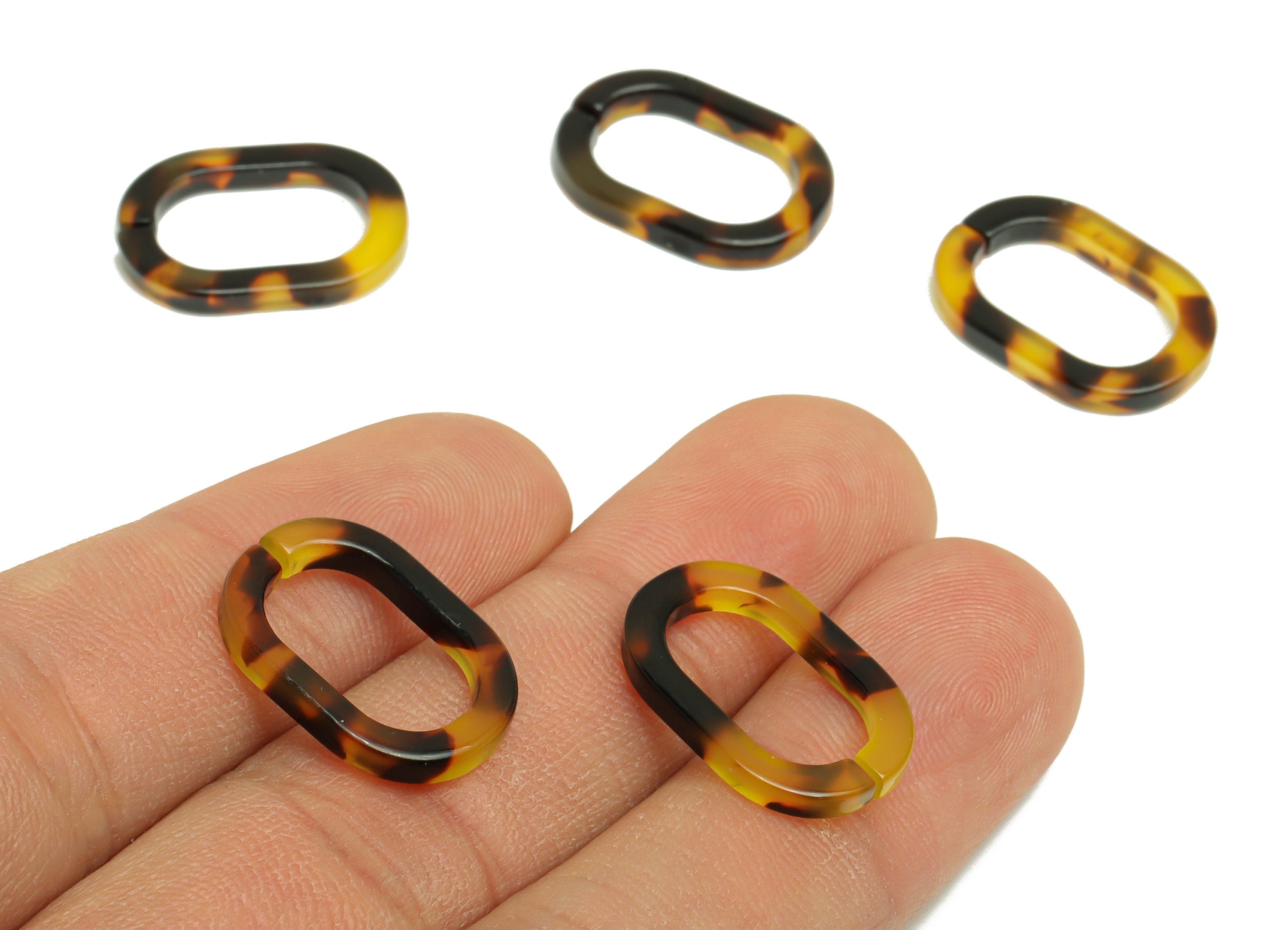 Acetic Acid Earring Charms - Acetate Open Link Ring - Tortoise Shell Open Oval Rings - Color Code: A02 - 19.44x13.16x2.63mm - AC2632 - DOMEDBAZAAR