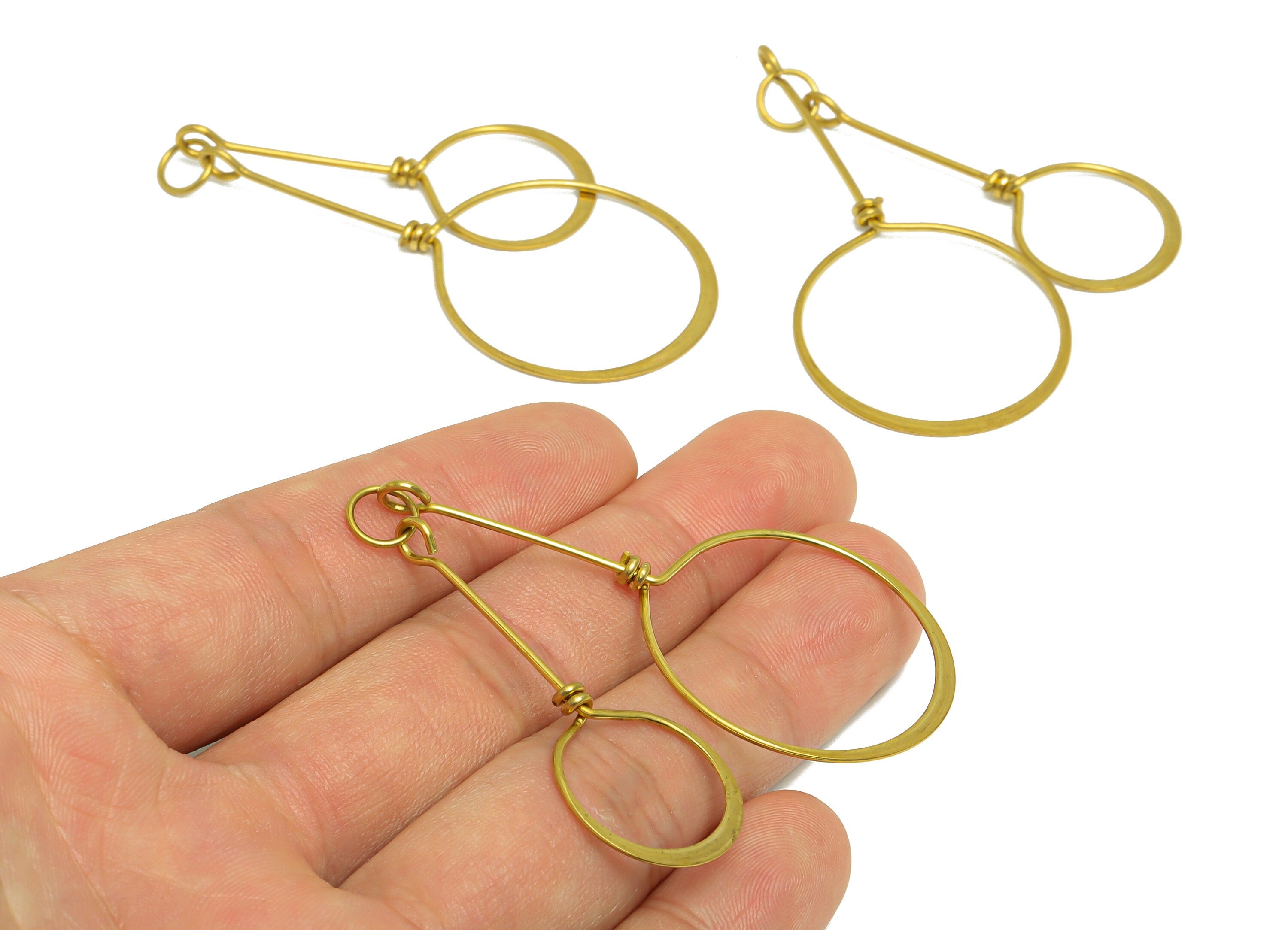 Hammered Wire Earring Charm - Round Wire Earring Charm - Hammered Circle Wire Dangle Earring Charm - 63x26x2.9mm - PP10151 - DOMEDBAZAAR