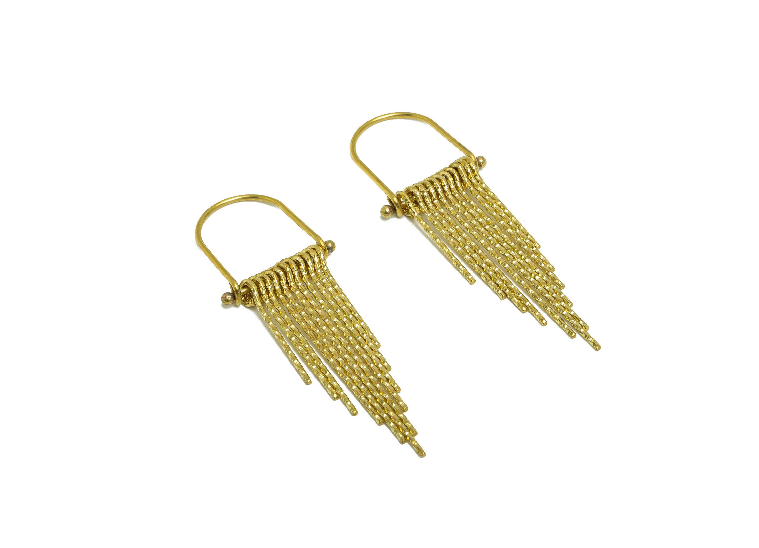 Domed Wire Tassel Earring Charm - Textured Wire Earring Charm - Domed Fringe Oval Earring Tassel - Dangle Charm - 69x24.7x5.3mm - PP10155 - DOMEDBAZAAR