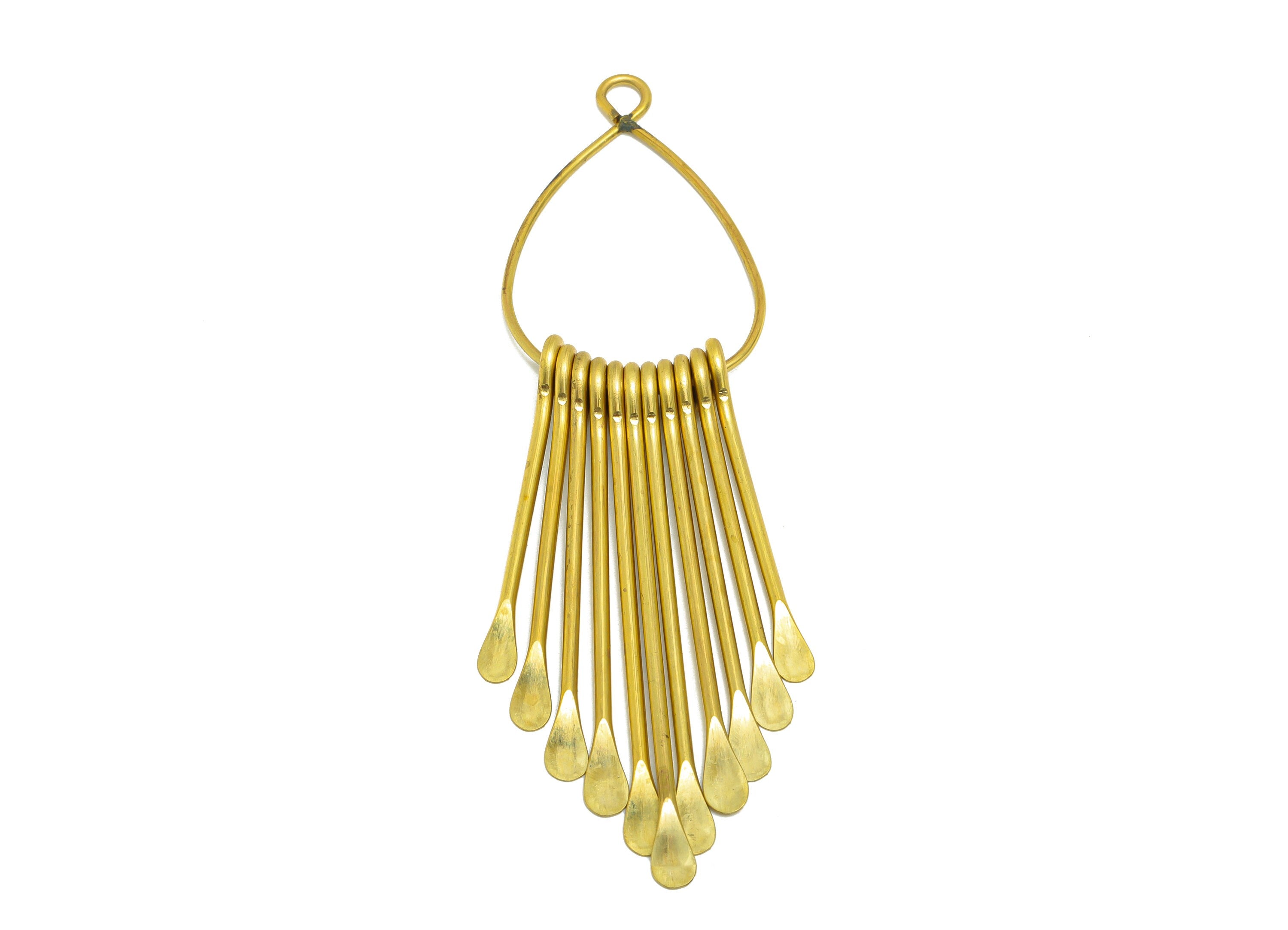Hammered Wire Tassel Earring Charm - Teardrop Wire Earring Charm - Drop Fringe Oval Earring Tassel - Dangle Charm - 10.2x28x6.5mm - PP10153 - DOMEDBAZAAR