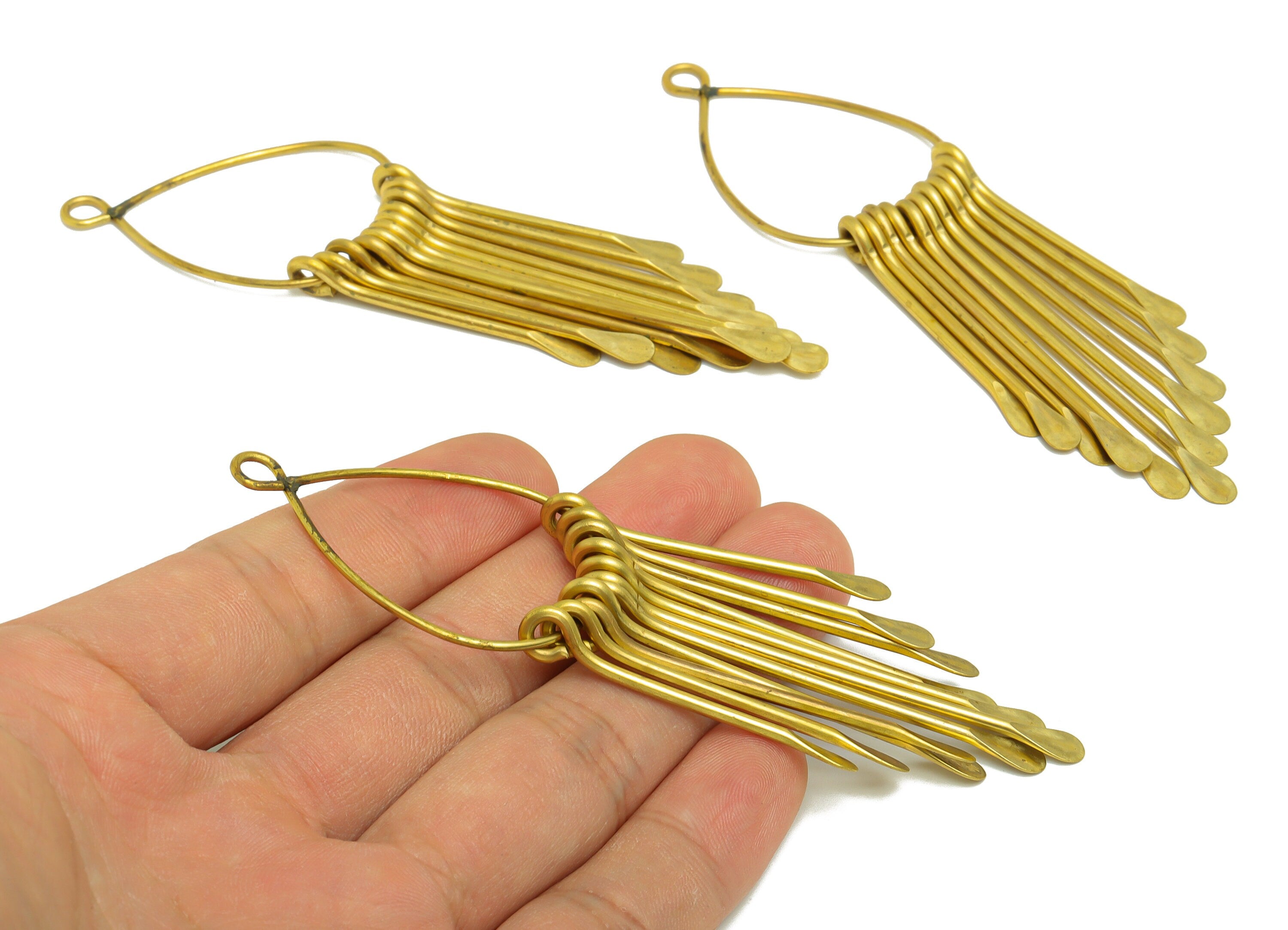 Hammered Wire Tassel Earring Charm - Teardrop Wire Earring Charm - Drop Fringe Oval Earring Tassel - Dangle Charm - 10.2x28x6.5mm - PP10153 - DOMEDBAZAAR