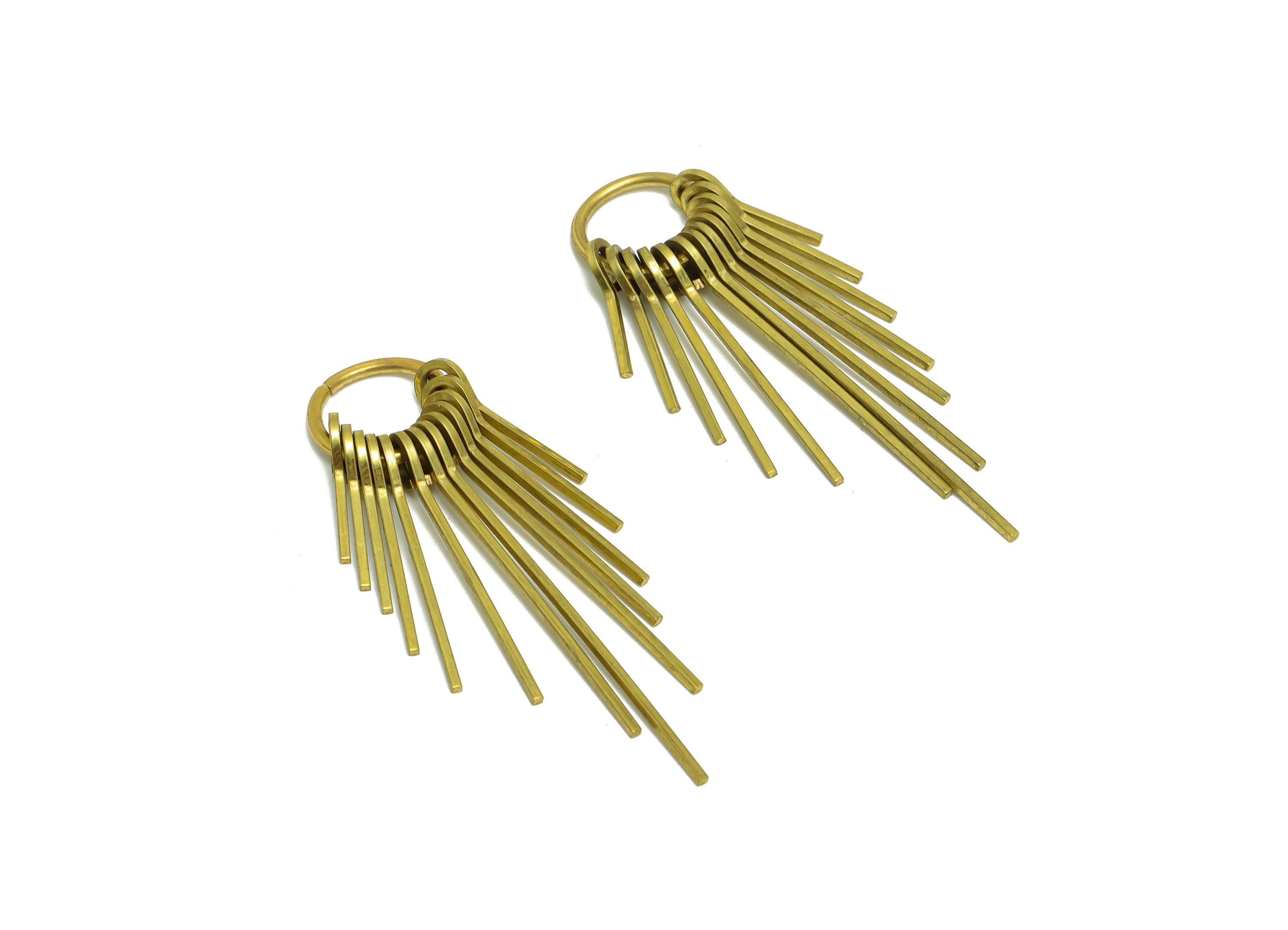 Hammered Wire Tassel Earring Charm - Round Wire Earring Charm - Circle Fringe Oval Earring Tassel - Dangle Charm - 58.2x14.3x5.6mm - PP10158 - DOMEDBAZAAR
