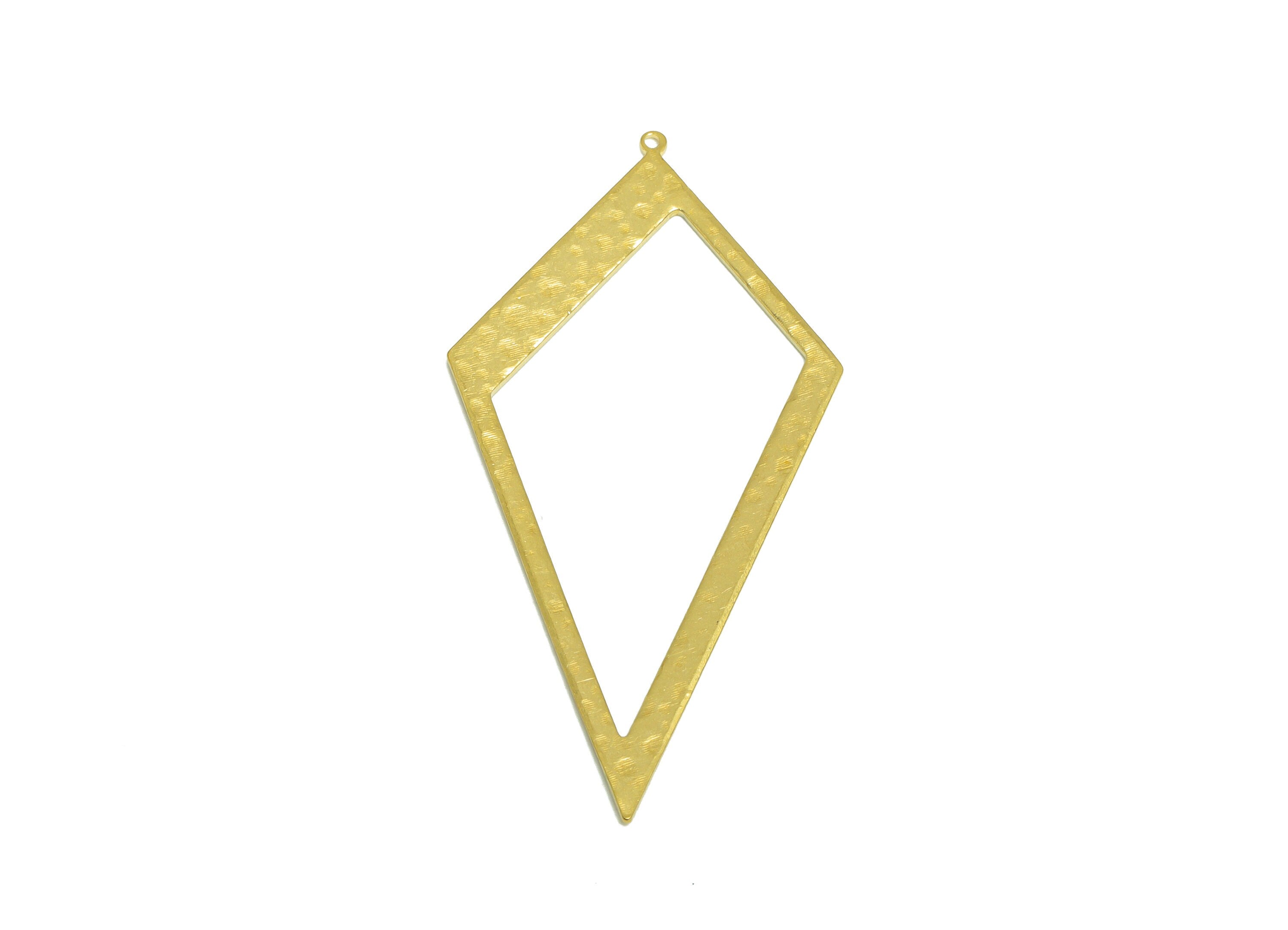 Brass Hammered Diamond Earring Charm - Raw Brass Quadrilateral Earring Charm - Brass Rhombus Earring Charm - 0.9x52x26mm - PP10310 - DOMEDBAZAAR