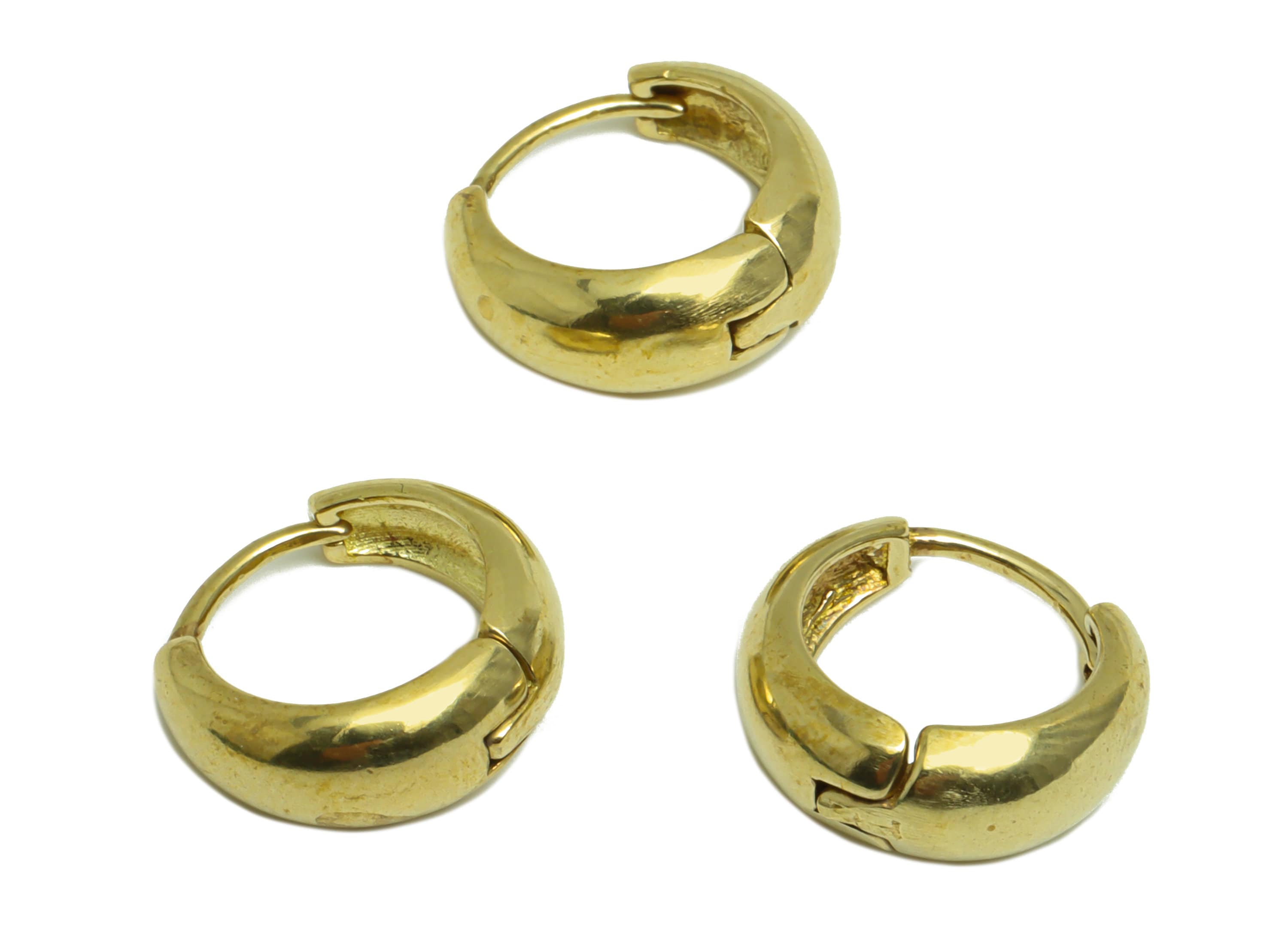 Brass Thick Huggie Hoop Earring - Raw Brass Hoop Huggie Earring - Brass Round Huggie Hoop Earring - 14.6x14x6mm - PP10335 - DOMEDBAZAAR