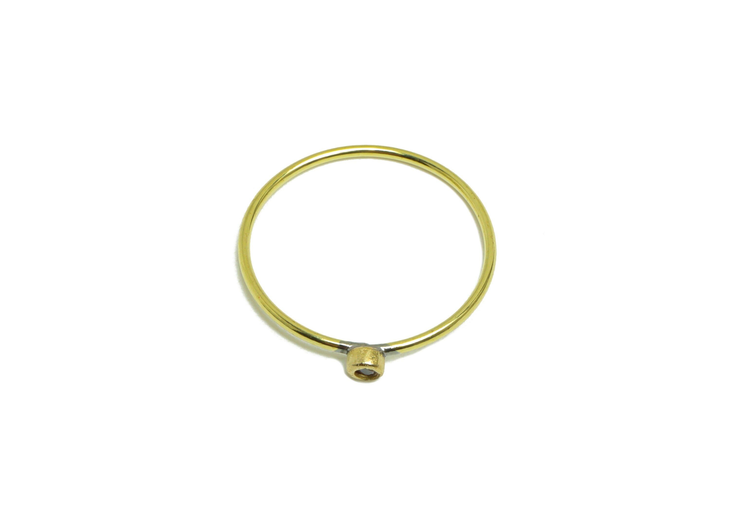 Pink Brass Zircon Ring - Raw Brass Ring - Brass Chain Rings - Brass Cubic Zircon Pink Rings - 19.2x17.8x2.8mm - PP10337A - DOMEDBAZAAR